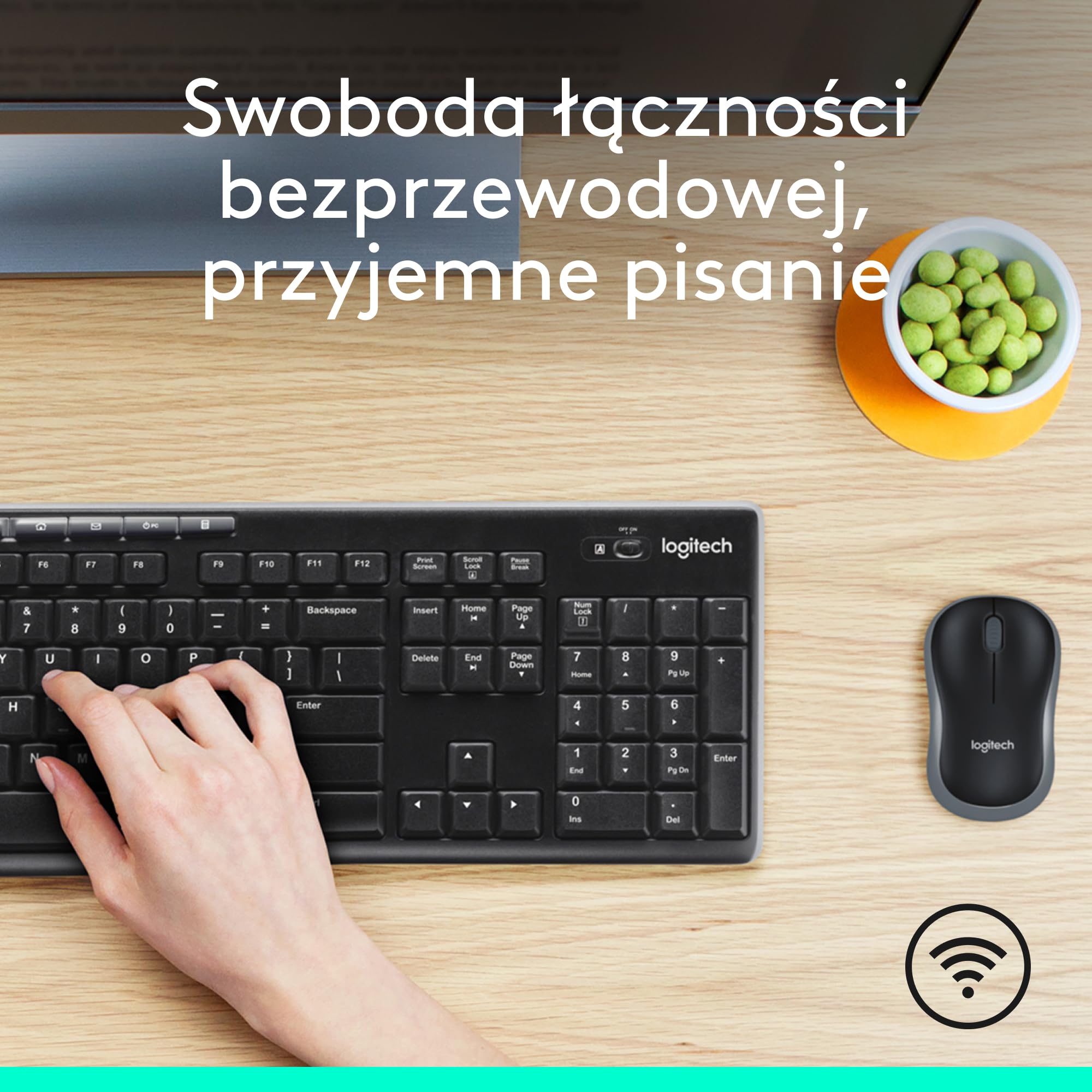 Logitech MK270 Bezprzewodowy Zestaw Klawiatura i Mysz dla Windows, 2,4 GHz, Kompaktowa Myszka, 8 multimedialnych klawiszy skrótowych, bateria 2 lata, dla PC, Laptop, QWERTY układ US Intl - Czarny