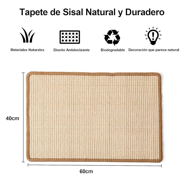 Foto 2 de 8 de FUKUMARU Alfombrilla rascador para Gatos, Cuerda de sisal Natural para Gatos