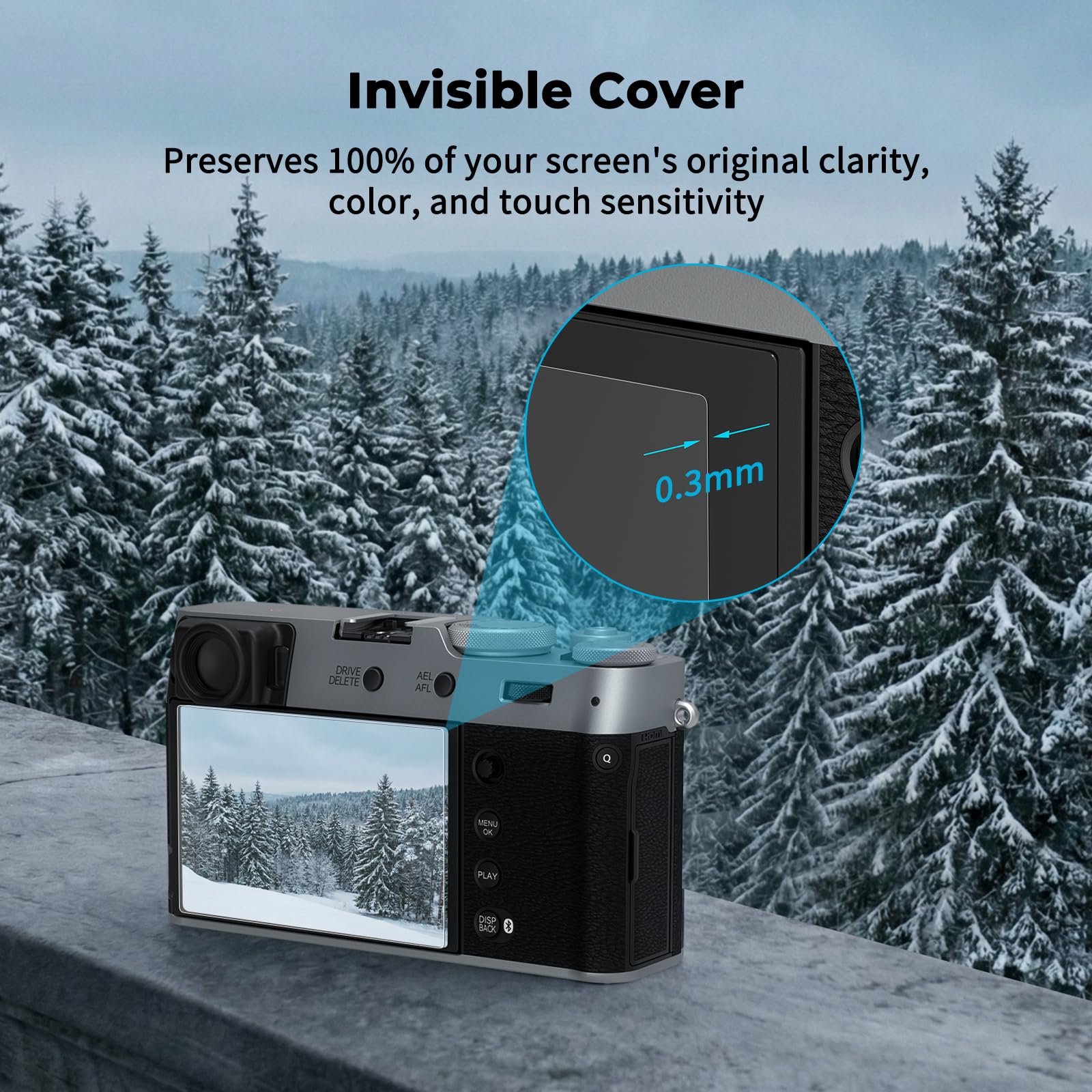 SMALLRIG Zestaw 3 folii ochronnych do FUJIFILM X100VI / X100V / X-E4 / X-T4 / X-T5 i RICOH GR IV, ultracienka powłoka ze szkła hartowanego o grubości 0,3 mm, zaokrąglone krawędzie 2.5D - 5803