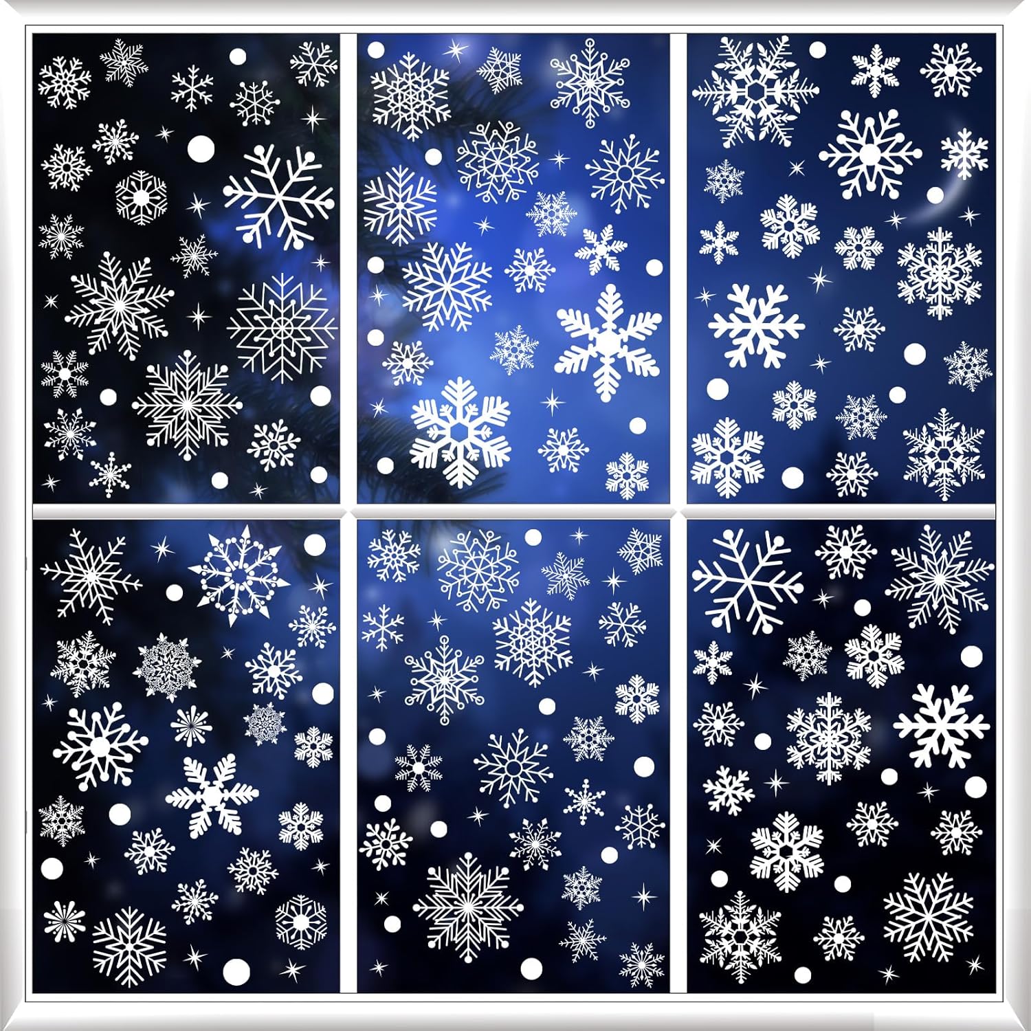Amazon.com: 207 PCS Christmas Window Clings - Snowflake Clings ...