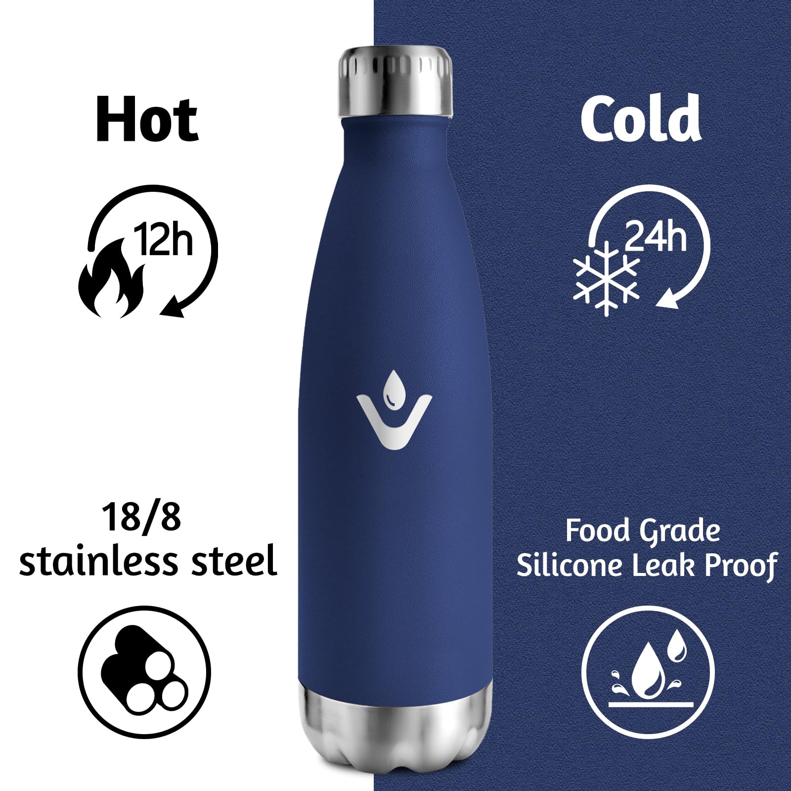 HoneyHolly Borraccia Termica Bambini, 500ML Acciaio Inossidabile 18/8, Borraccia Termiche, Senza BPA, Bottiglia Termica A Prova di Perdite, Termos per Scuola, Campeggio, Sport, Borracce