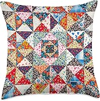 Western Pioneer Patchwork Floral Quilt Throw Pillow - Rustic Country Western Decor Gift for Women
