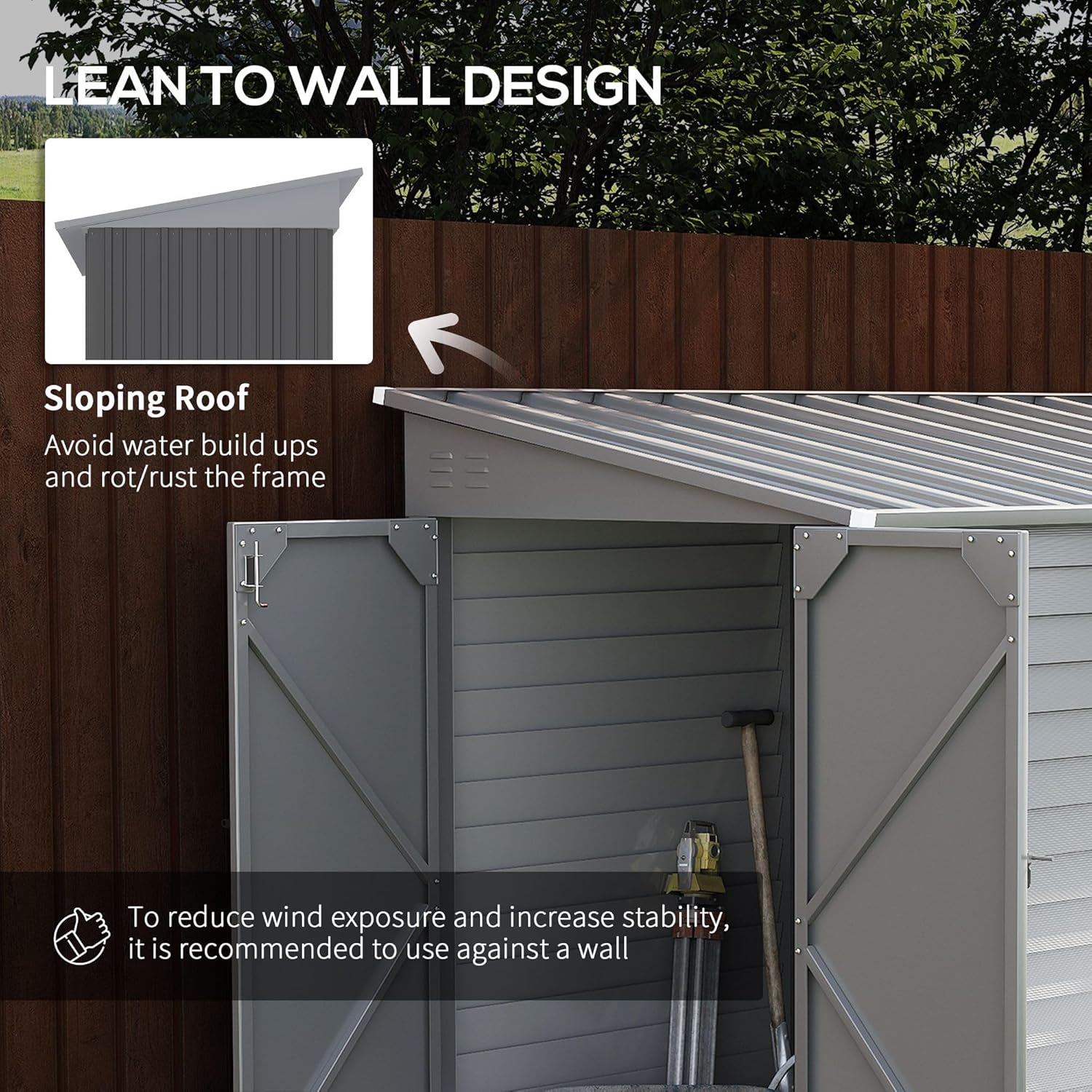 56.25" x 106.25" Galvanized Steel Garden Shed