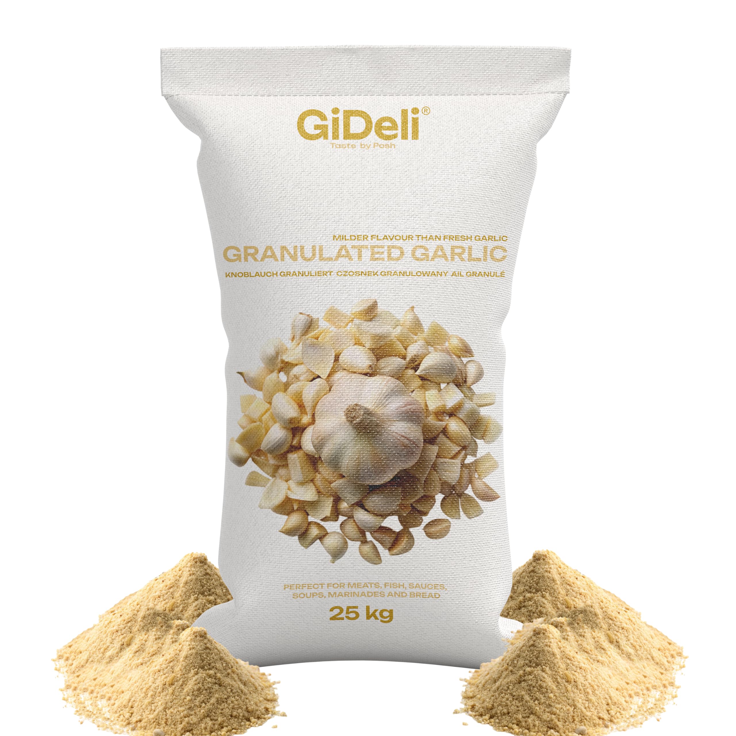 GiDeli knoblauch granuliert 25 kg zum Würzen von Fleisch, Gemüse und Fischgerichten Aromatische Ergänzung zu Ihren Gerichten für Großverbraucher und Gastronomie