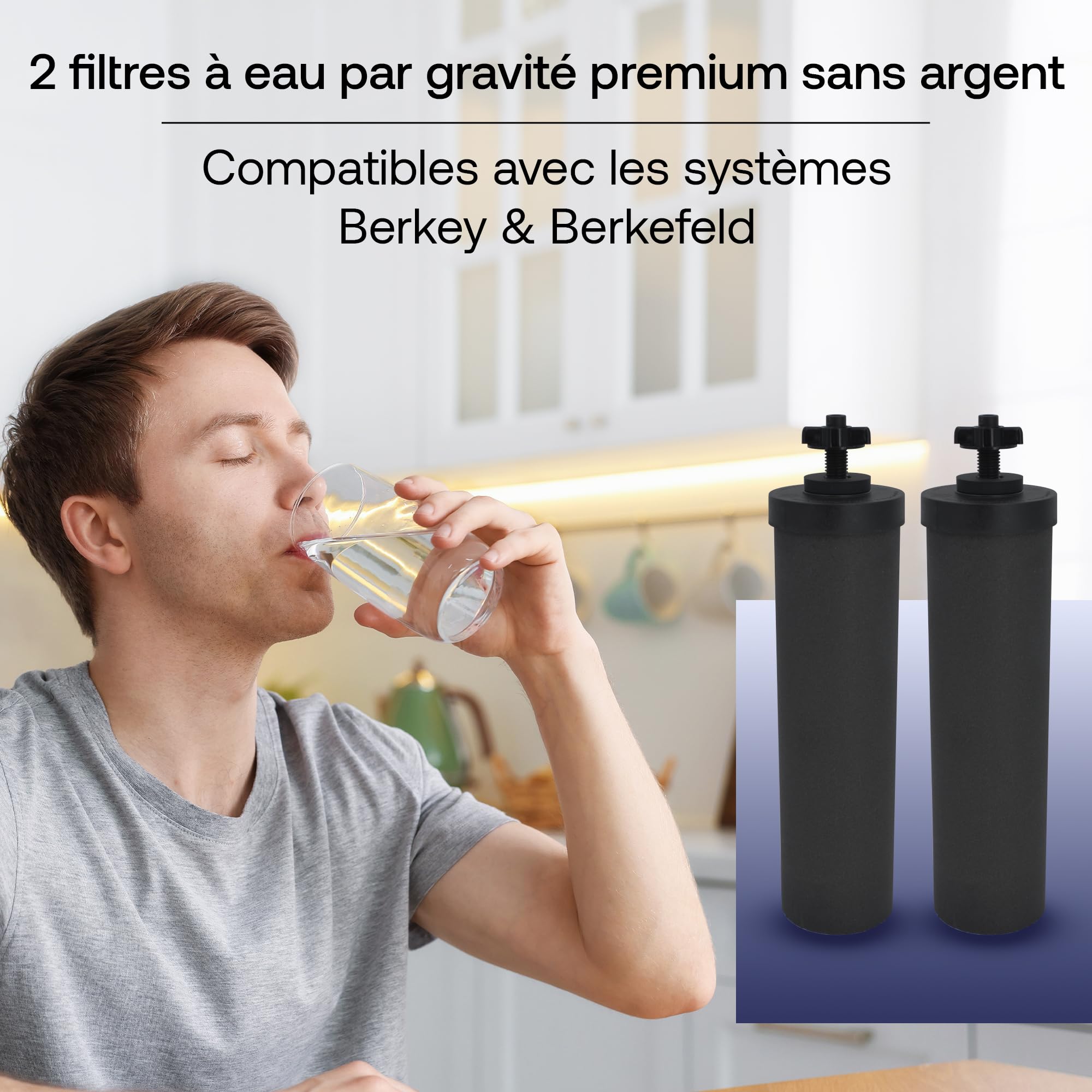 Weeplow O'Pure 2 Lot de 2 Filtres à Eau Gravité Compatible Berkey Doulton | Compatibles Weeplow, Berkey, Berkefeld, Doulton. Réduit les contaminants à hauteur de 99,99%. Lot de 2 filtres.