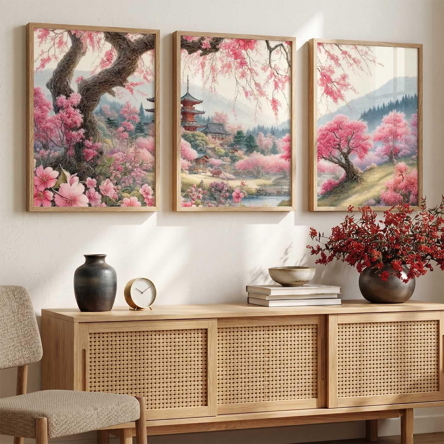 Mountain Wall Art Set - 3 Framed Paintings -26
