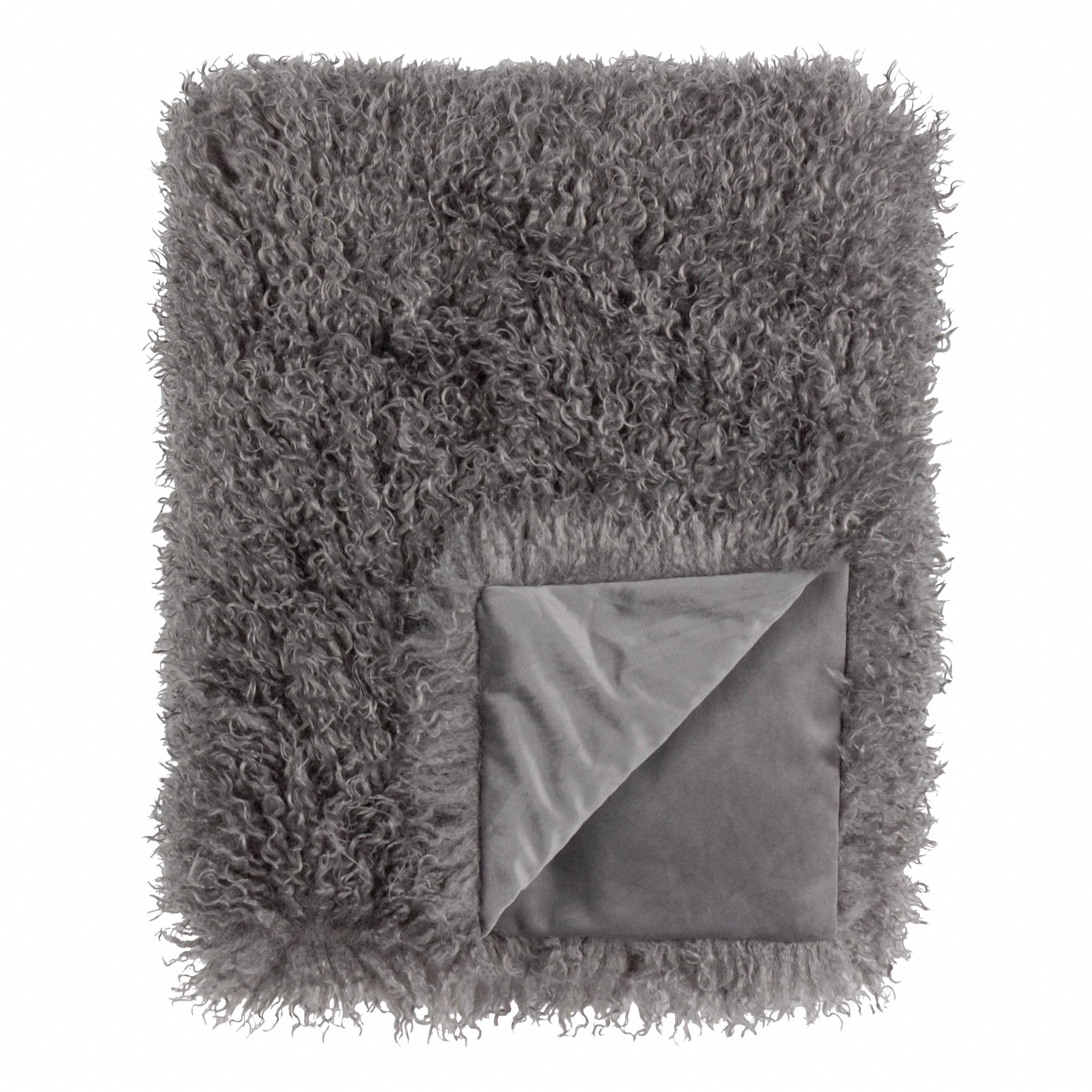 Furn Unisex Grey Rowan Faux Fur Throw In 130Cm X 170Cm
