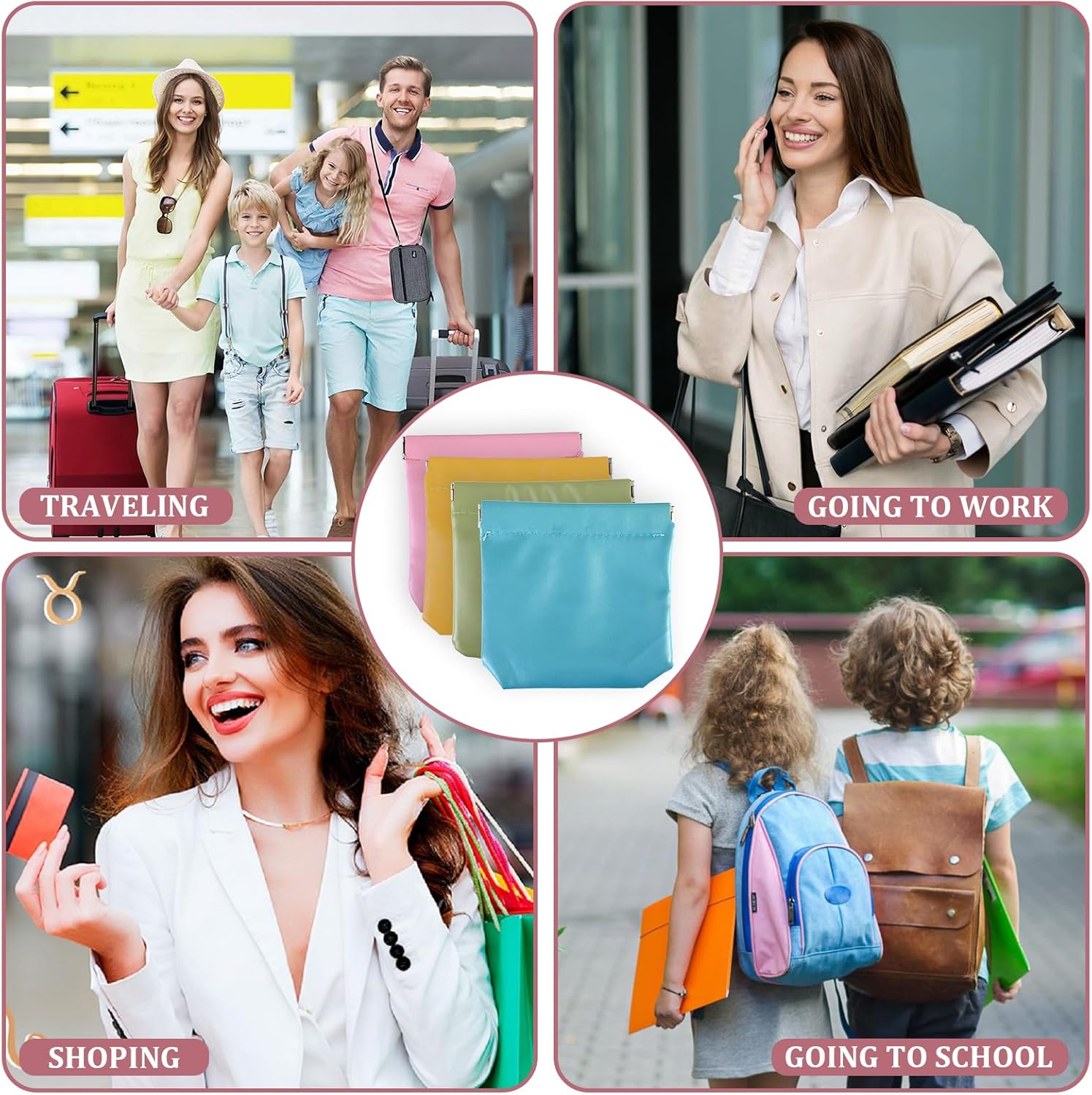 4pcs Pocket Cosmetic Bag, 4.72" Waterproof Portable No Zipper Self-closing Small Makeup Pouch for Organization Coin Purse Lipstick Cosmetic Accessories Organizer