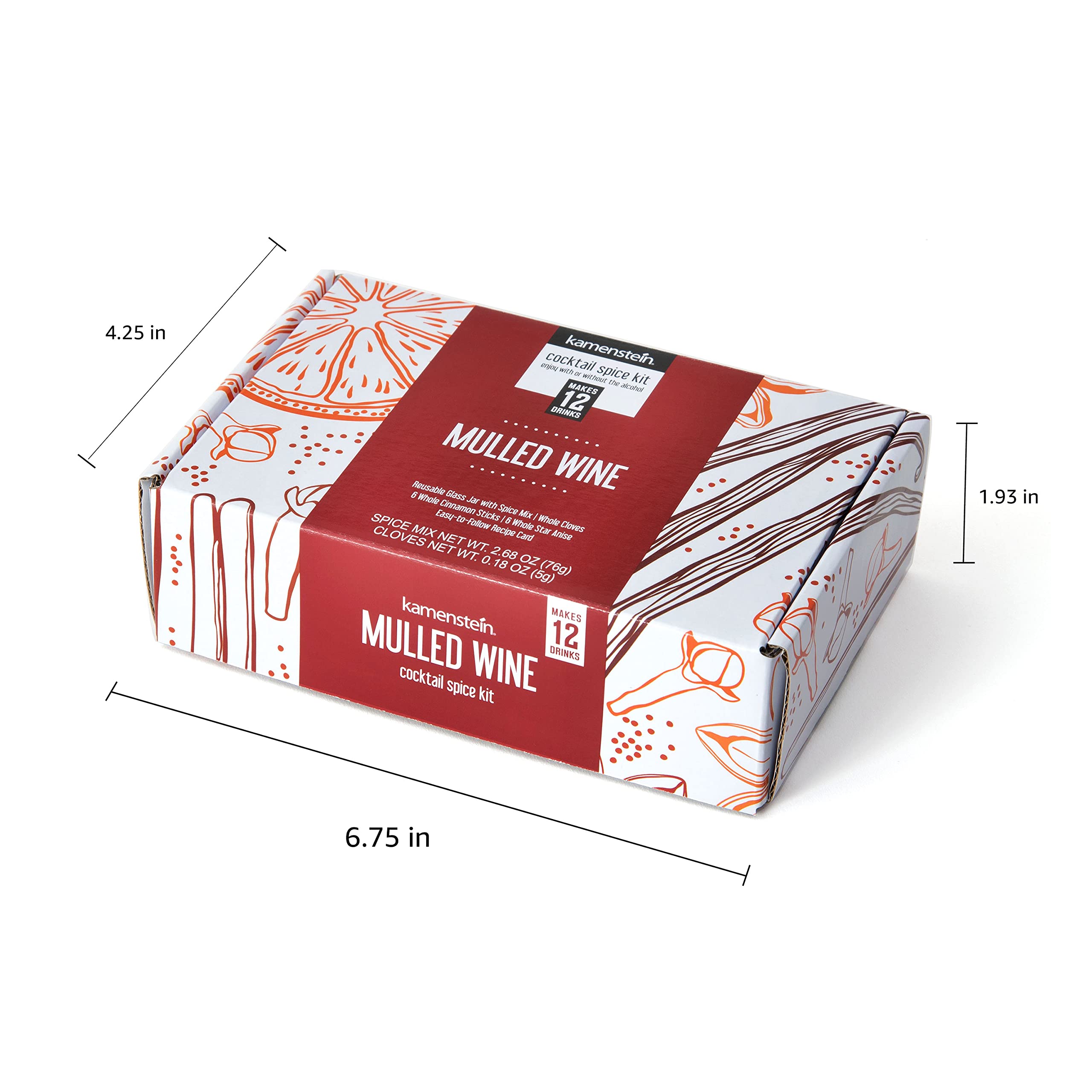 Kamenstein Glühwein-Cocktail-Set, Geschenkbox enthält alles, um die perfekte Saison für 12 Portionen, vorgemessene Gewürze, Geschenk, Urlaubsunterhaltung oder Hosting, 17 x 10 x 5 cm