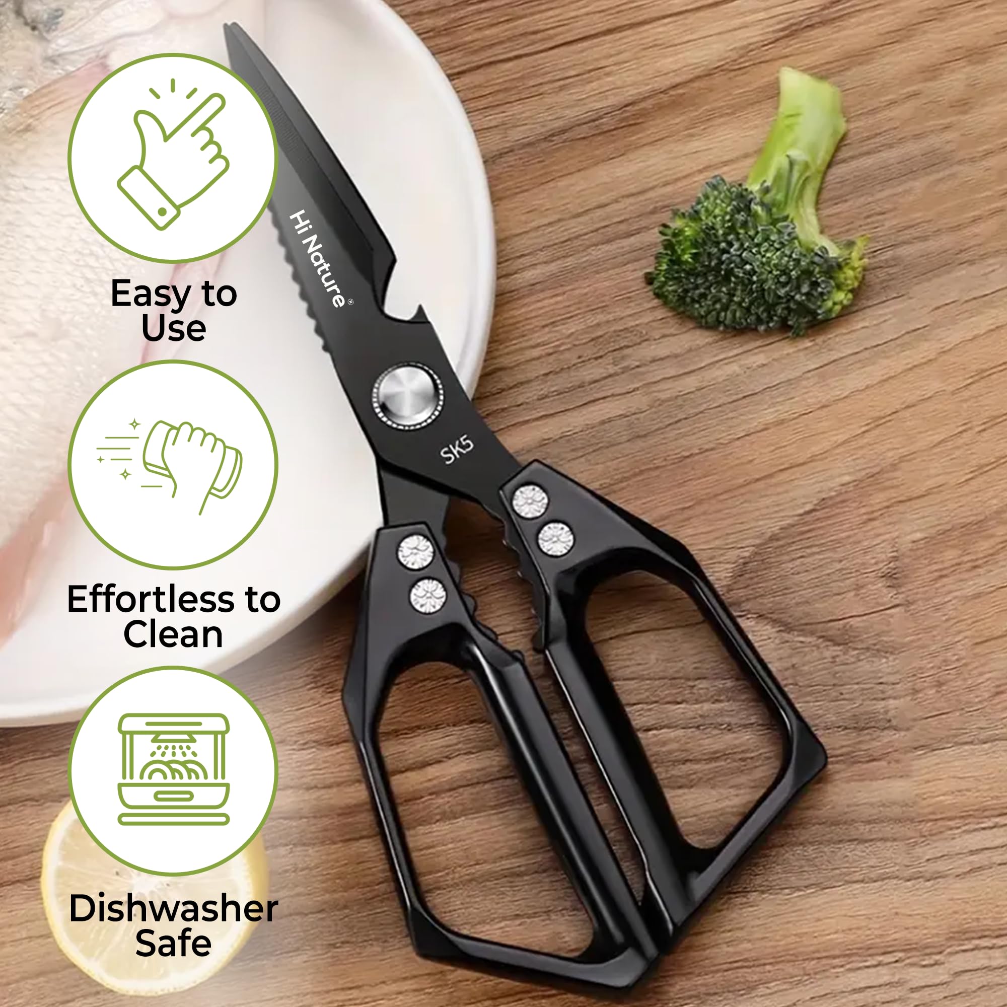 Forbici da Cucina Professionali in Acciaio Inox Hi Nature Multiuso con Coprilama Protettivo