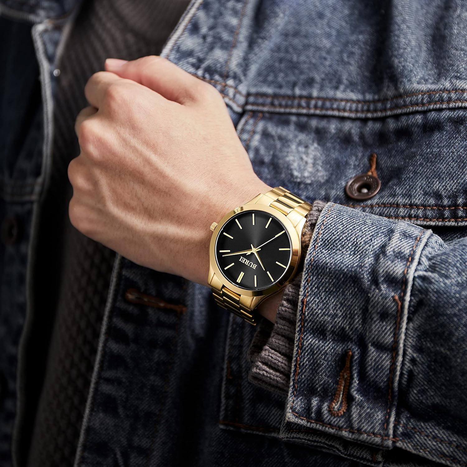 BUREI Men Watches Fashion Analog Stainless Steel Quartz Waterproof Watches,Gift for Men. - Image 4