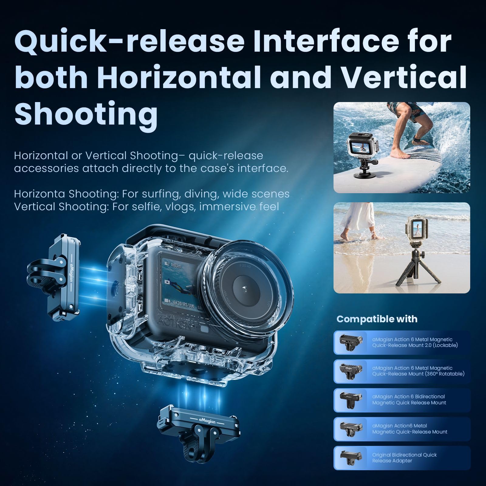 Custodia Impermeabile per DJI Osmo Action 6, 60 M Custodia Subacquea con Pellicola Antiappannamento Accessori Impermeabile per DJI Osmo Action 6