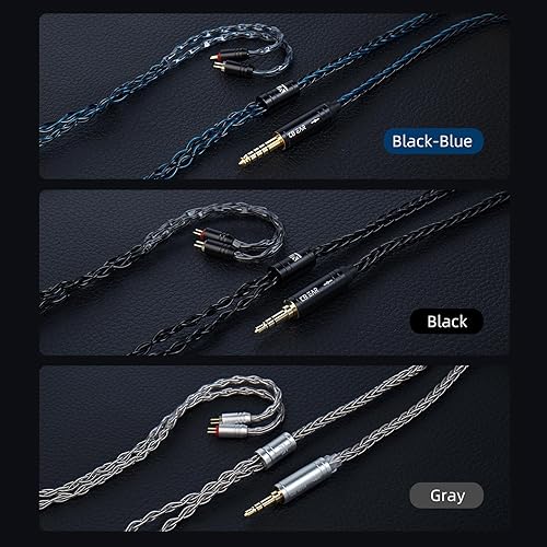 Miniatura 7 de KBEAR - Cable IEM ST12 de 2 pines, cable de repuesto para auriculares de monitor intrauditivo, 8 núcleos 4N OFC plateado cable de extensión de cable