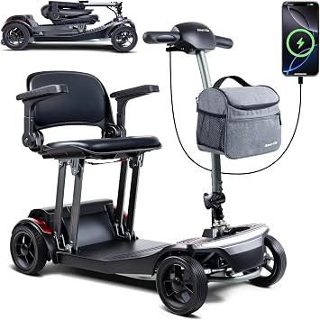 SCOOTNGO Mobility Scooter for Seniors Adults, 44lbs Portable Travel Scooter | Airport Approved, Lightweight, Motorized Scooter, Removable Lithium Battery, 15.53 Mile, 298 LBS Capacity for Daily Travel