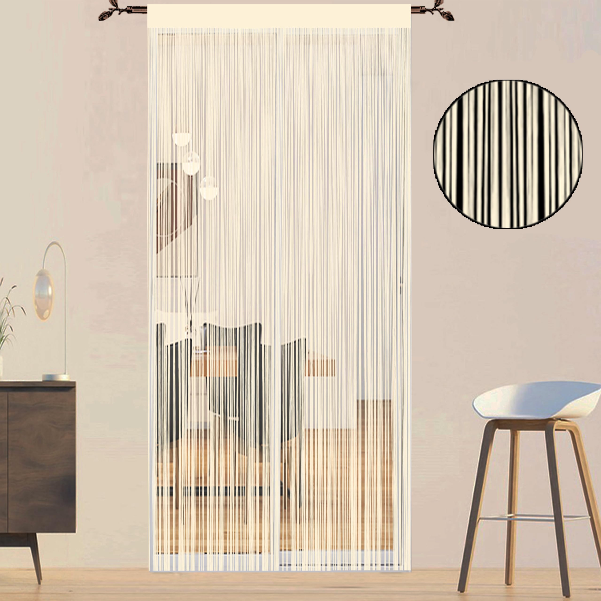 QiBoYuYe Fly Screen Curtains For Window String Flies Doors Decorations Room Dividers Doorways Panel Bedroom Living Closet Drapes (Champagne - Image 2