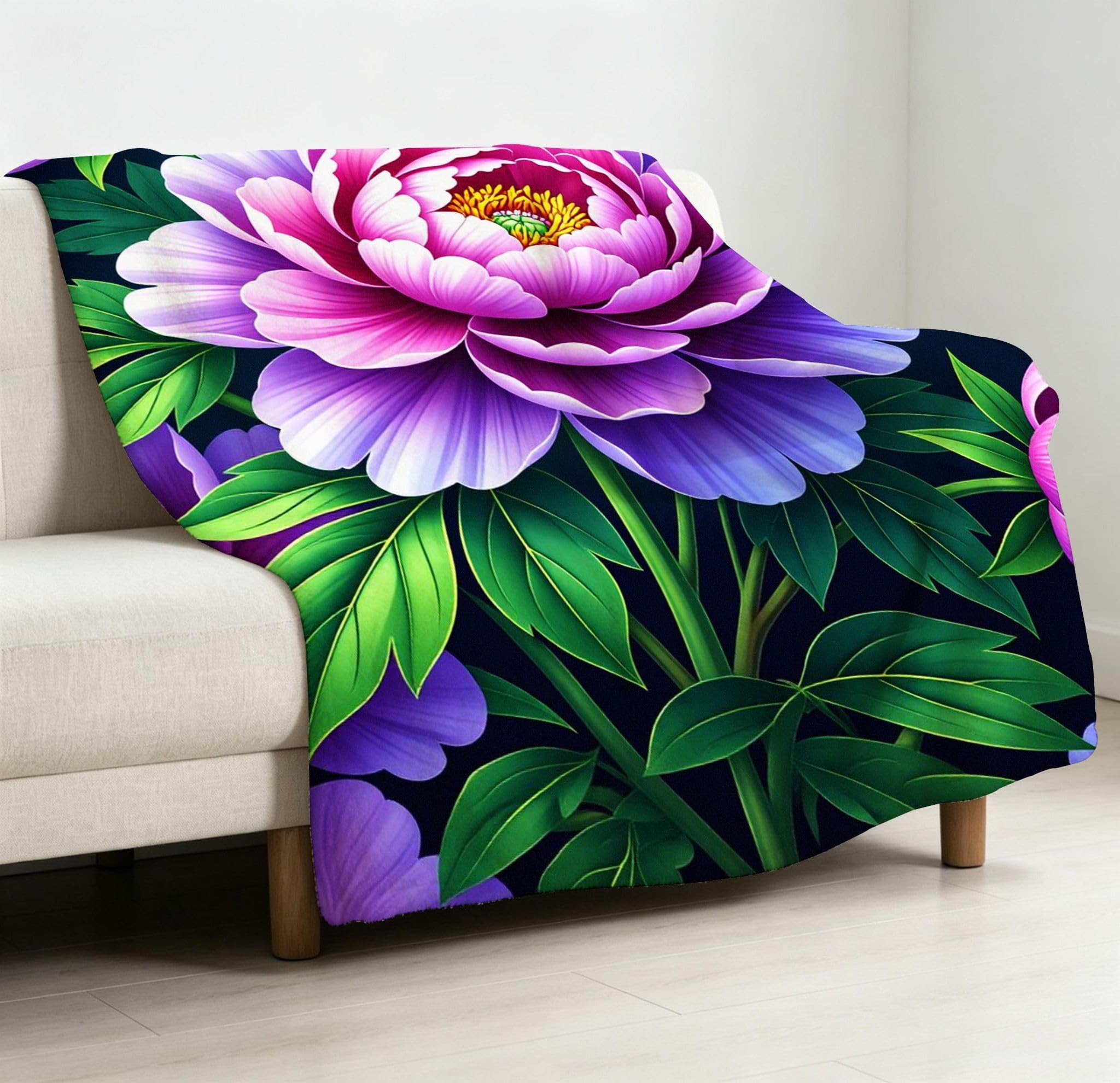 Wärme Dick Fleecedecke 220X240 cm Violette Pfingstrose, ZQ702