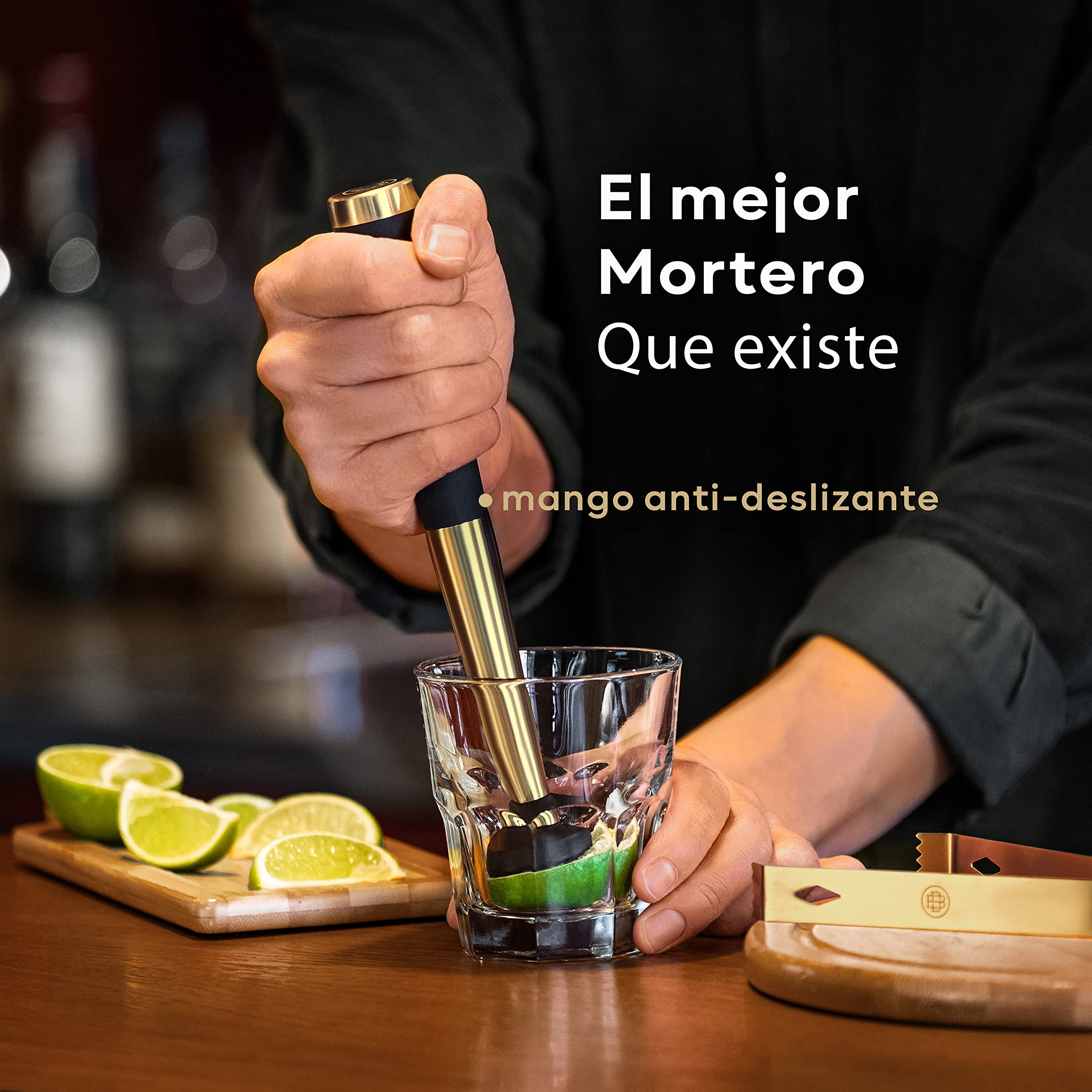 BarDeluxe® Kit de Cocteleria de 12 Piezas, Set de Cocteleria | Set Cocteleria Profesional, Juego de Coctelera, Cocktail Kit | Coctelera 750 ml, Coctelería Kit | Elegante Caja de Regalo, Bolsa (Oro)