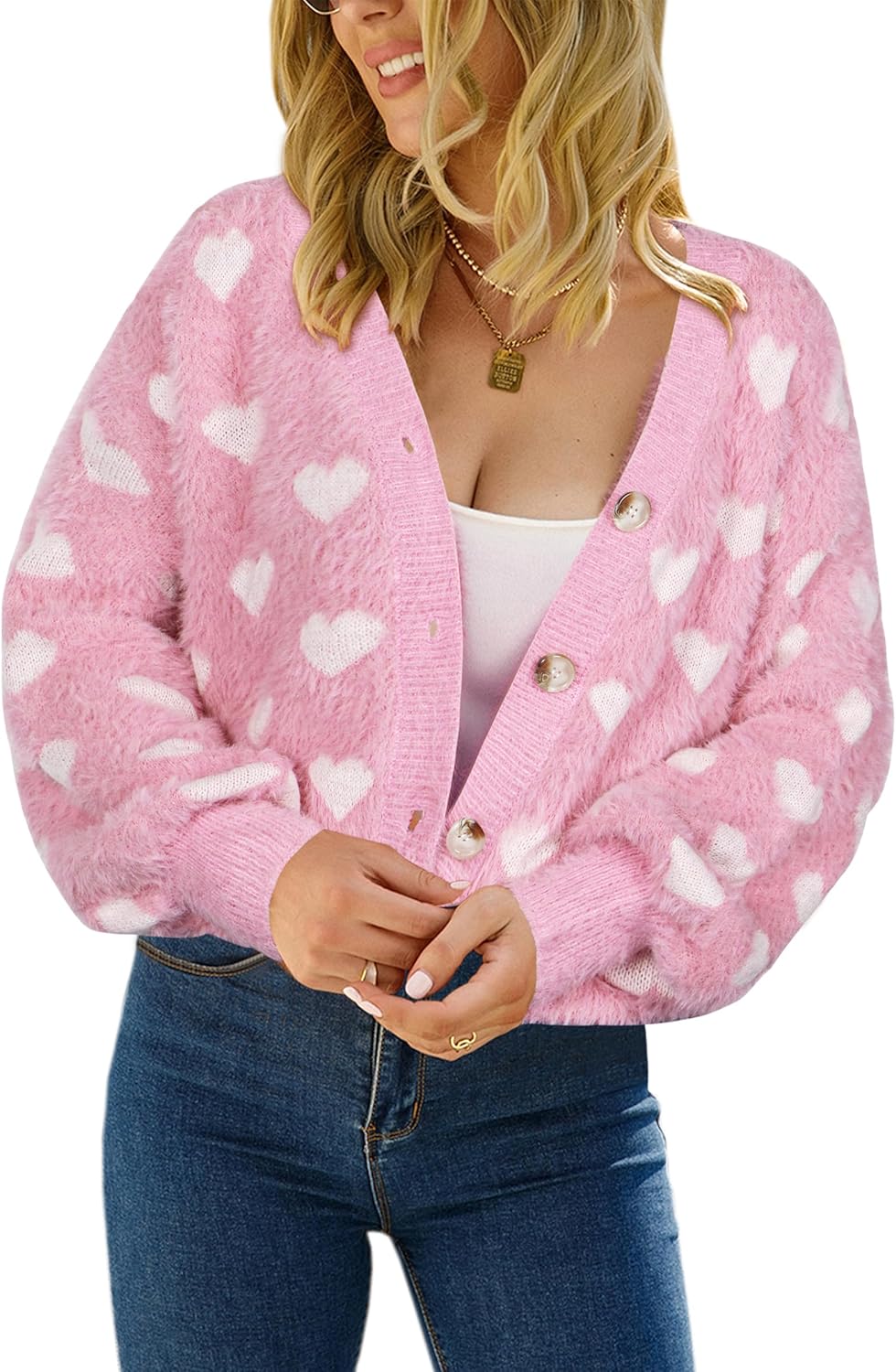 ECOWISH Women Floral Cropped Cardigan: Fall Long Sleeve Open Front Fuzzy Daisy Print Knit Sweaters Casual Y2k Outerwear