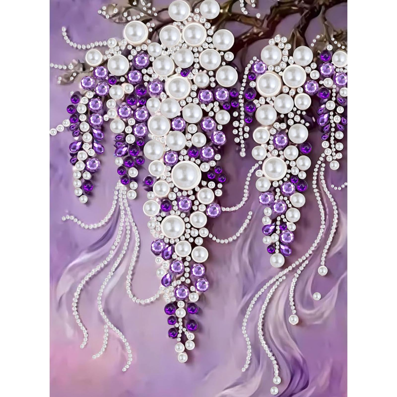 EOBROMD Traube Diamond Art Pearl Painting Kits for Adults, 5D Diamond, Painting with Pearls, Perlen Diamant Kunst Kits Vollständiges, DIY Mosaikherstellung Arts Craft für Home Wand Decor 30x40cm