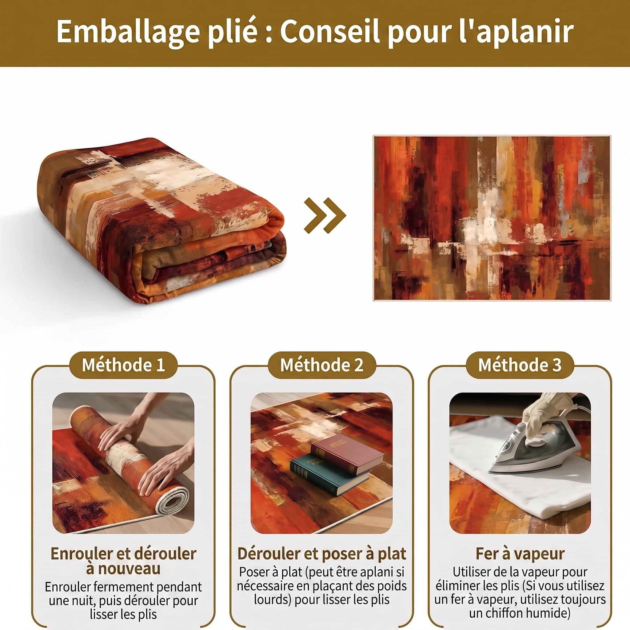 Tapis Poil Ras Salon Moderne Doux Moquette Chambre Grand 200x300cm Lavable Descente De Lit Marron Orange pour Cuisine, Salle à Manger, Bureau Couloir-Tapis Multicolore