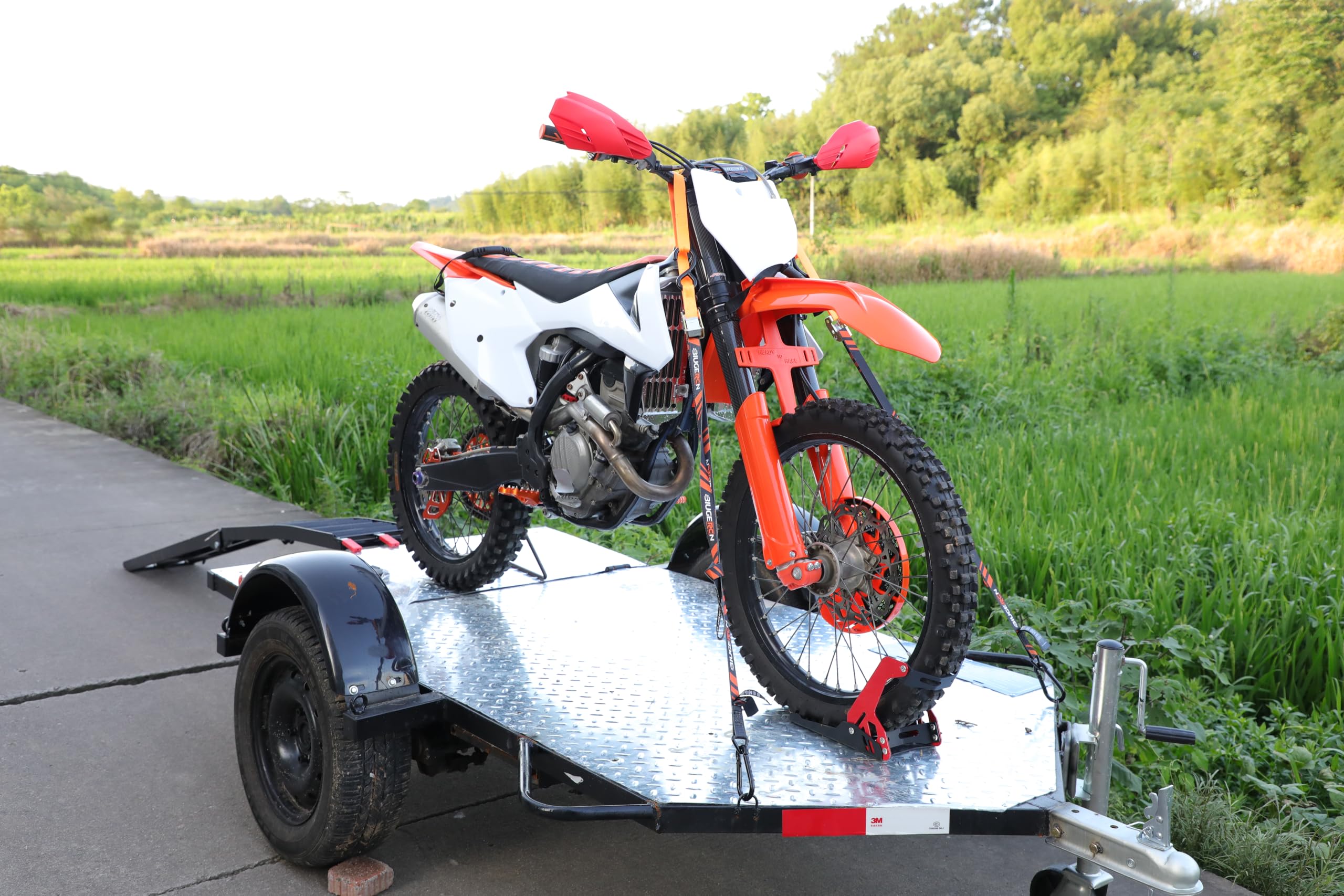 Cinghie di fissaggio per moto, resistenza alla rottura di 544 kg, confezione da 2 cinghie da 2,1 x 2,5 cm, con fibbie resistenti, moschettone in acciaio, fibbia con ganci a S per fissare rimorchi