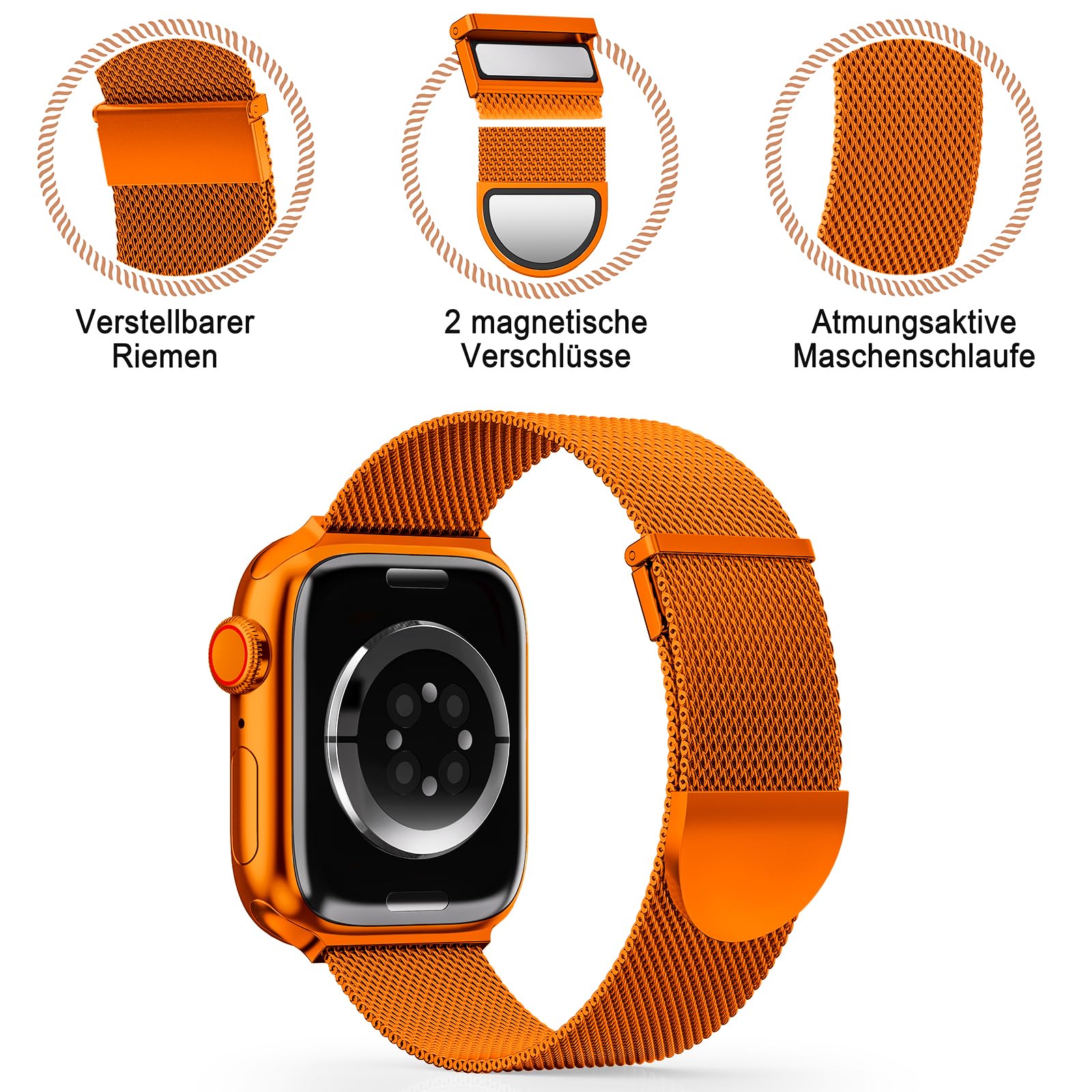 Higgs Cinturini Compatibile con Cinturino Apple Watch 40mm 38mm 41mm per Donna e Uomo, Cinturino Magnetiche Regolabili Doppie per iWatch Series SE(Second) 9 8 7 6 5 4 3 2 1, Liscio Maglia Milanese