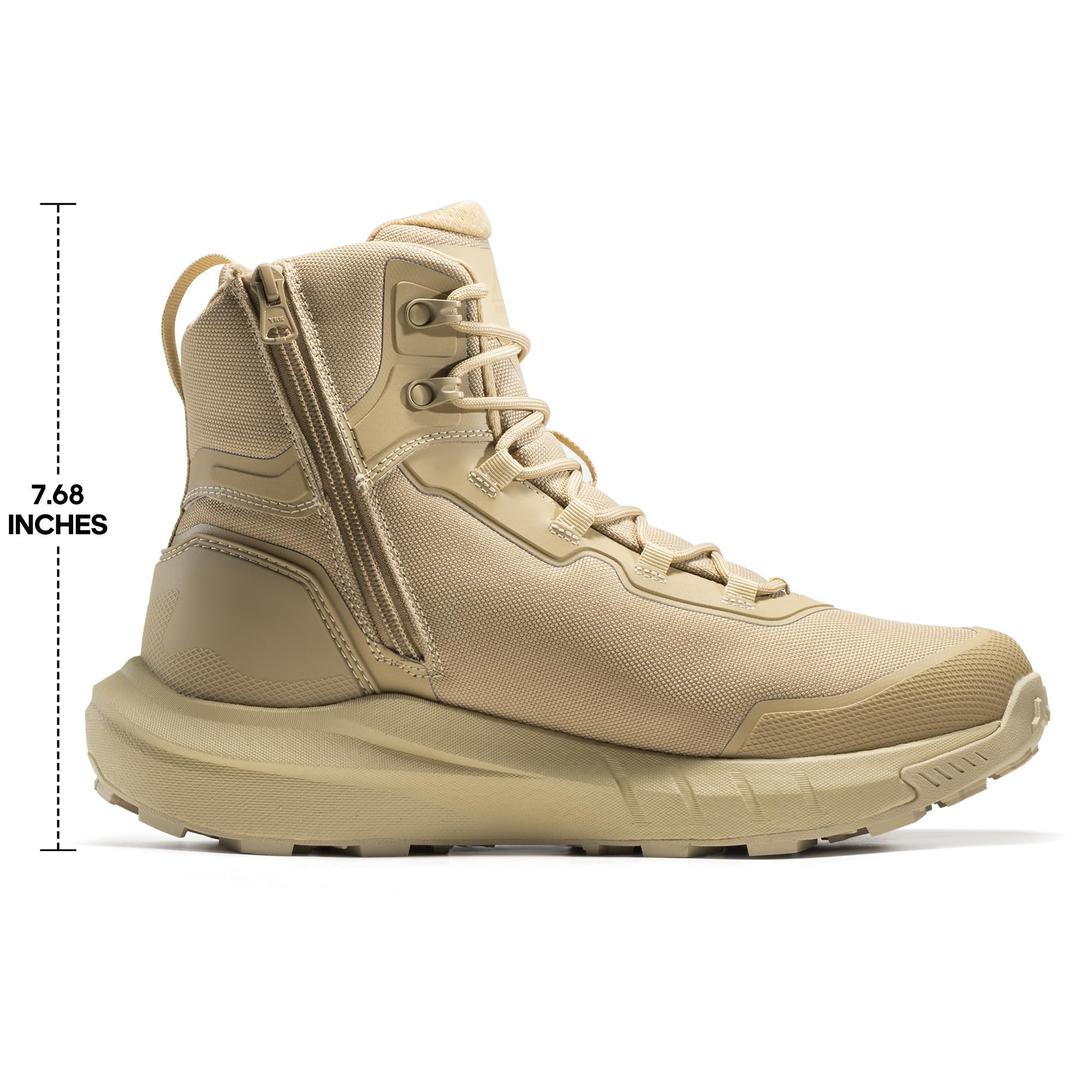 NORTIV 8 Men's Tactical Hiking Boot Lightweight Cushion Sole Boots for Work All Day Side Zipper Motorcycle Combat Military Boot Arch Support 8 Inches Terrascope