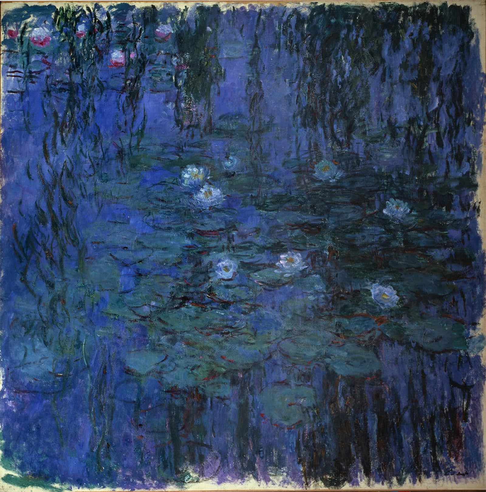ARTXLXXBN Famous Prints Artwork Pictures Poster Painting Art Blue Waterlily by Claude Monet Artwork Landscape Pictures for Home Decor 60x90cm