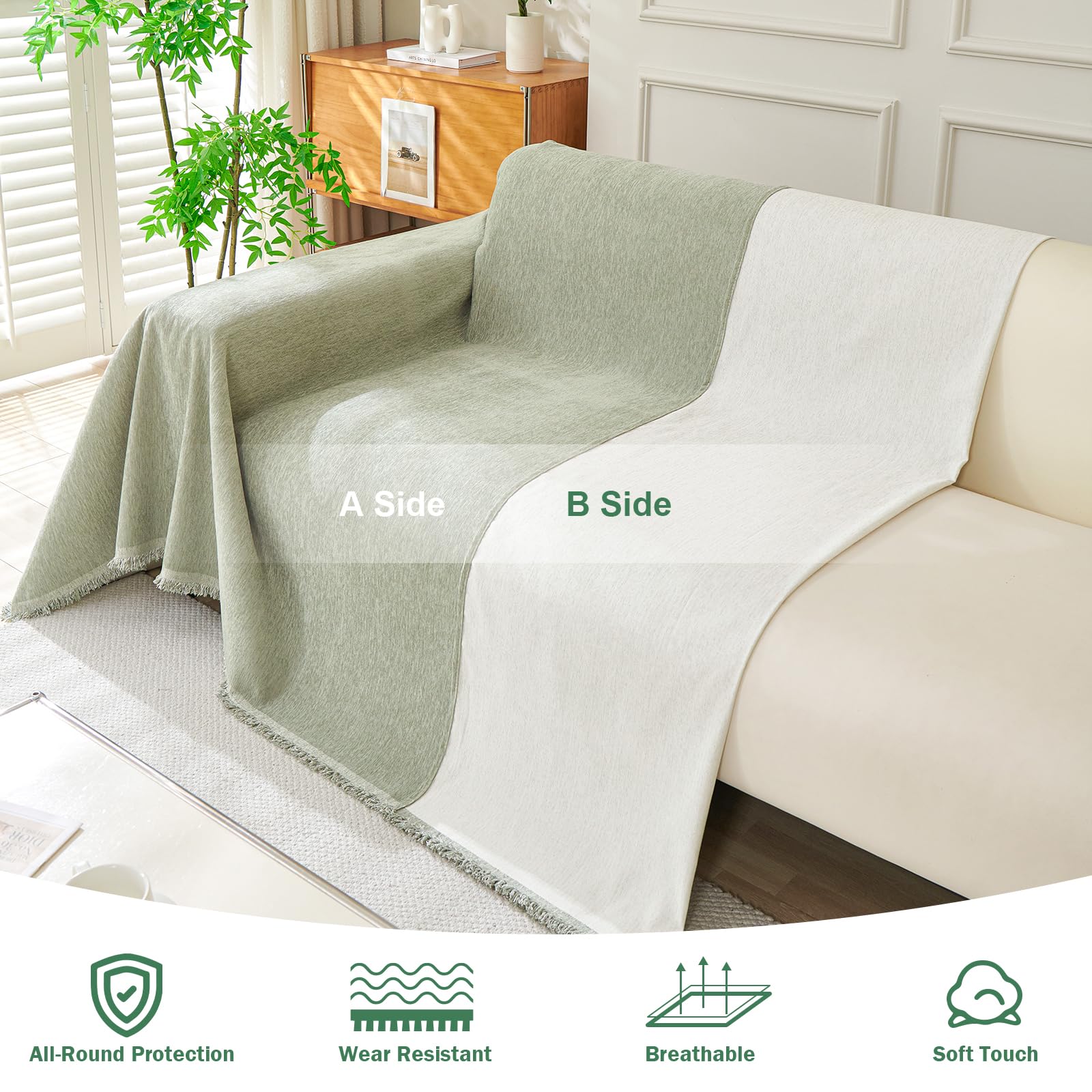 OstepDecor Chenille Sofa Cover 3 Seater, Dog Couch Cover for Corner Sofa Washable Sofa Slipcover - Image 4