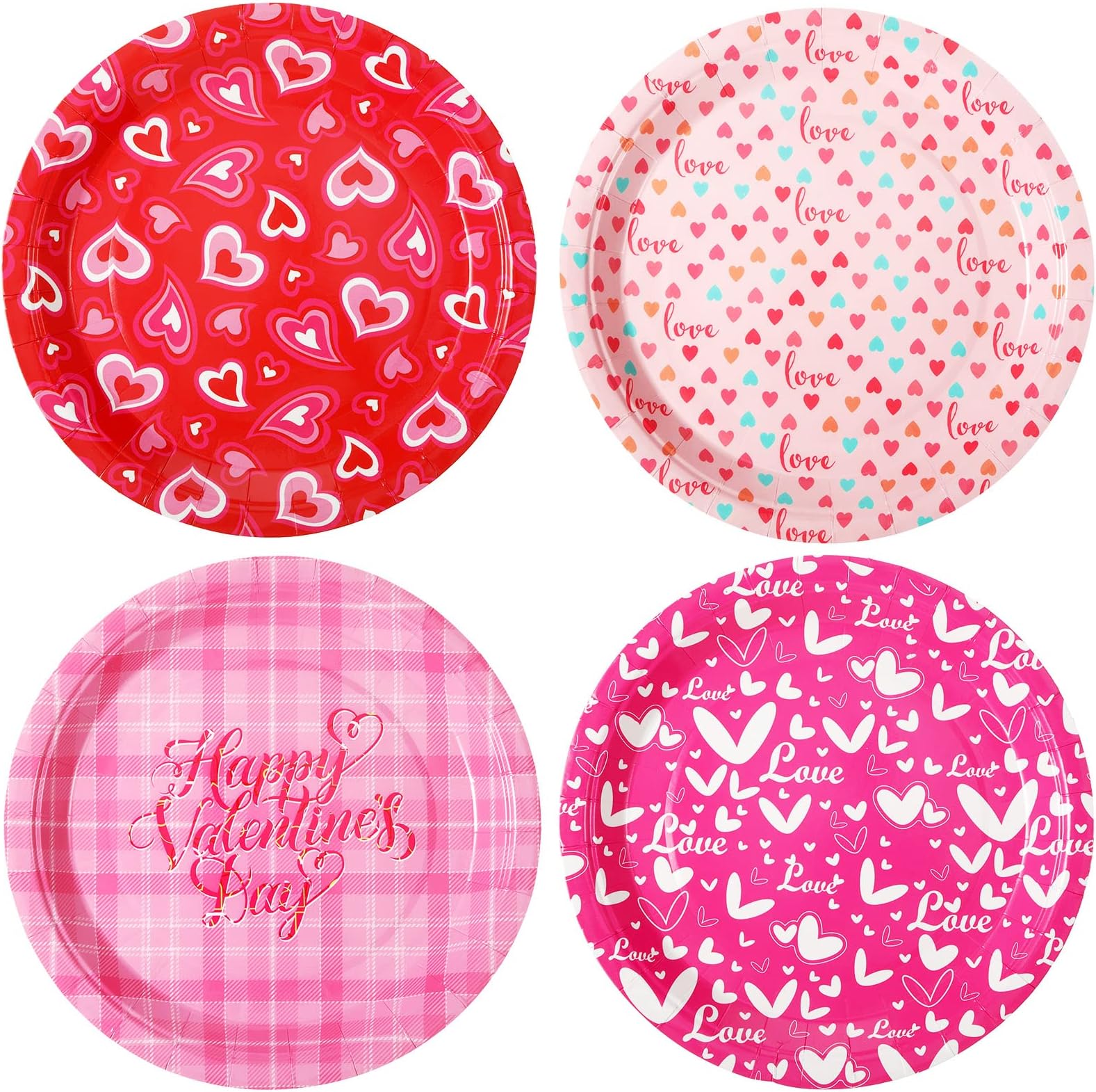 Zopeal 60 Pieces Valentine's Day Paper Plates 9 Inch, Happy Valentine's Day Party Plates Red Heart Dinner Plates Party Supplies for Valentine's Day