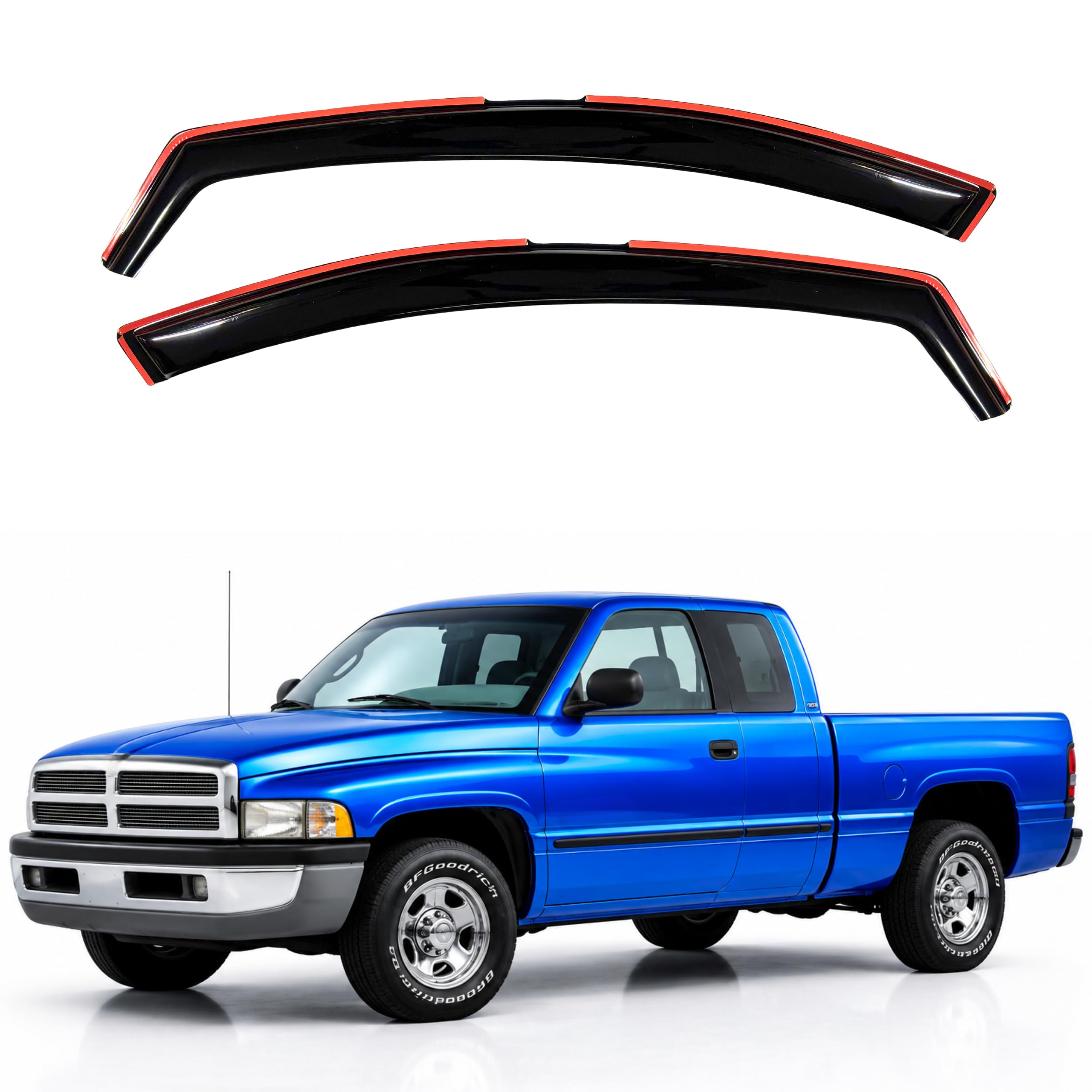 IG Window Visors Fit for 1994-2001 Dodge Ram 1500, Out-Channel Rain Guards Vent Wind Deflectors 2PC, Truck Accessories for 94-02 Dodge Ram 2500 3500 (Excludes Towing Mirror)