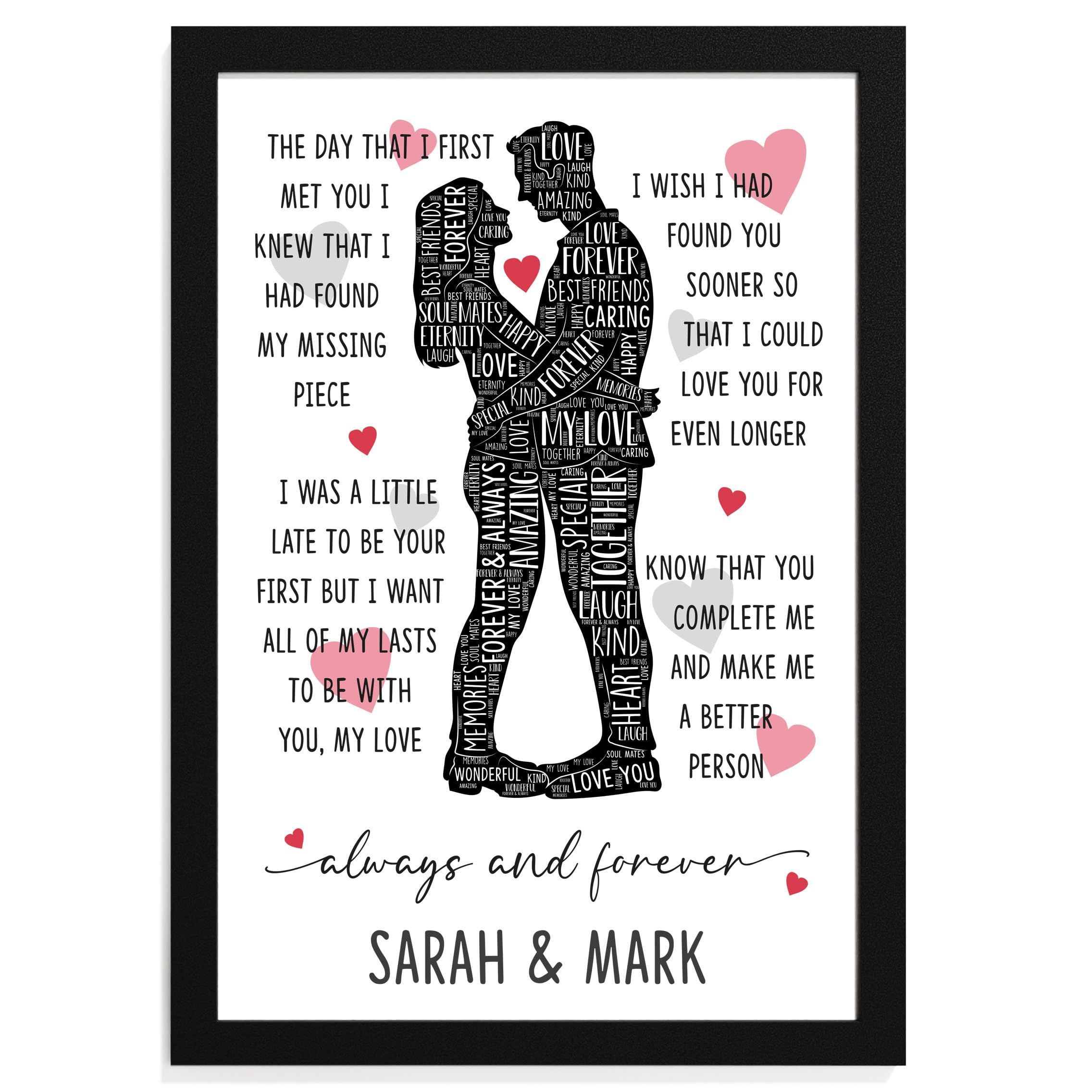 Personalised I Love You Gifts for Couples, Husband, Wife, Girlfriend, Boyfriend, Mr and Mrs - Birthday Christmas Gifts for Him, Her, Couples - ANY NAMES - Valentines Gifts (Design 5)