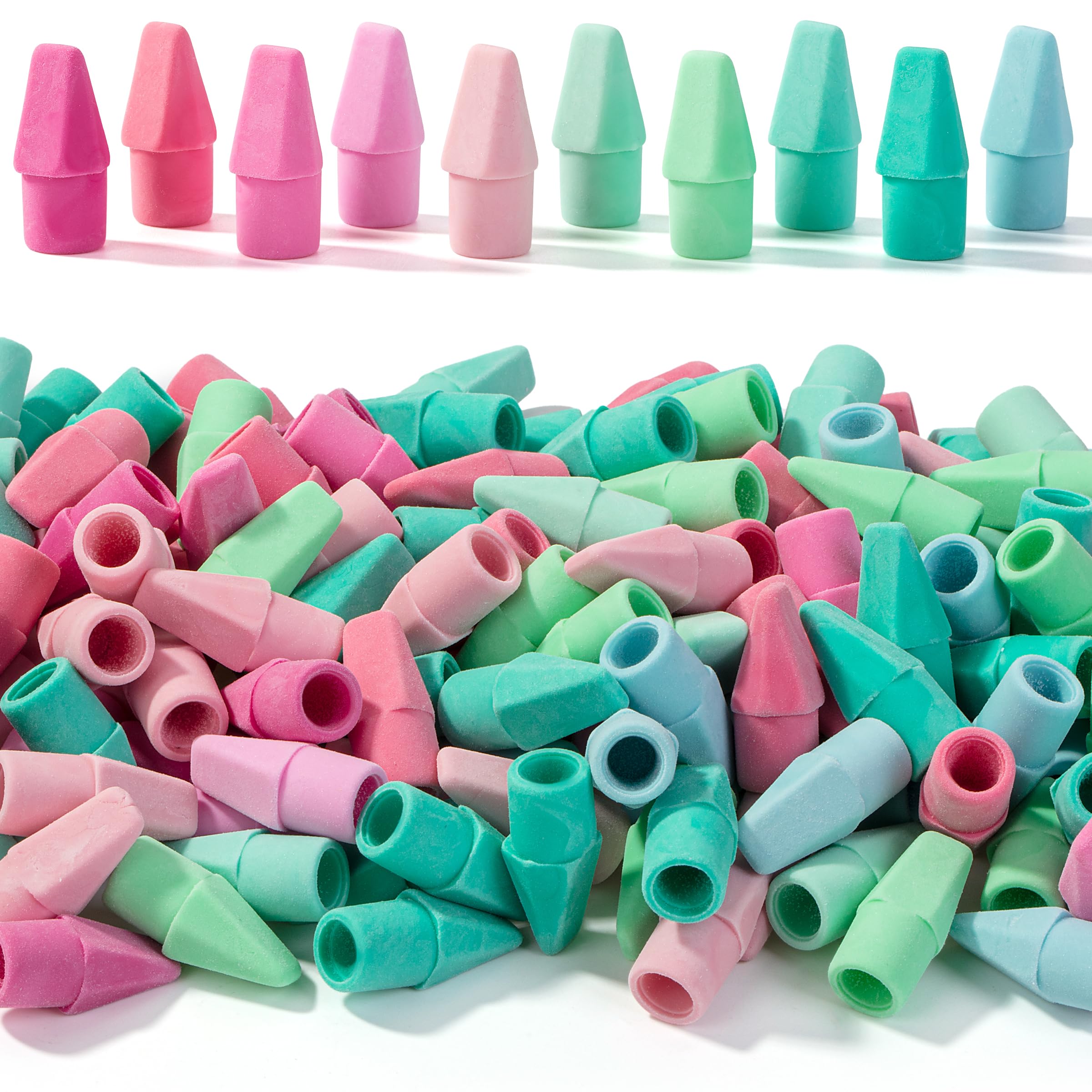 Mr. Pen Pencil Eraser Toppers (500 Pack, Pink & Mint Hues) | Bulk Pack Erasers for Students & Office - main product image