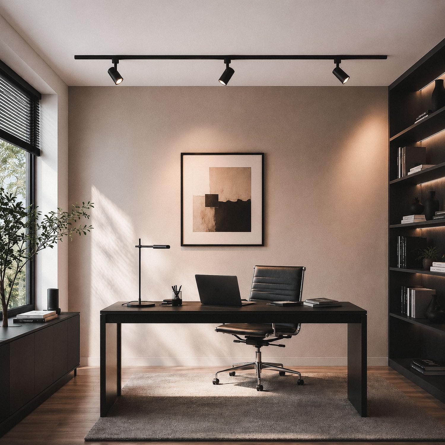 LEDKIA LIGHTING Carril Monofásico Aluminio para Focos LED 2 Metros Negro