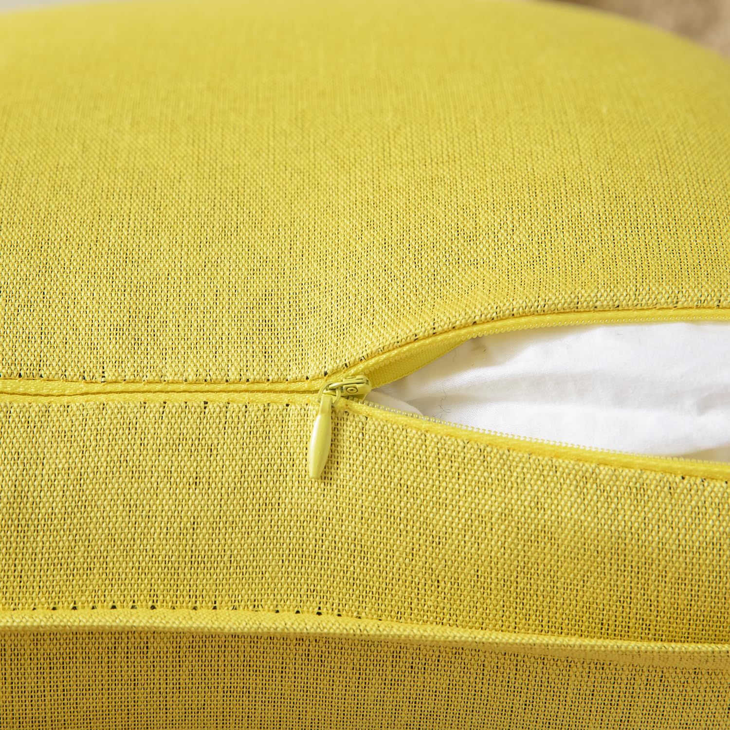 YAERTUN Pack of 2 Decorative Linen Soild Cushion Covers Farmhouse Neutral Throw Pillow Cases for Chair Couch Sofa Bedroom Living Room Home Decor 20 x 20 Inch 50x50 cm Yellow - Image 4