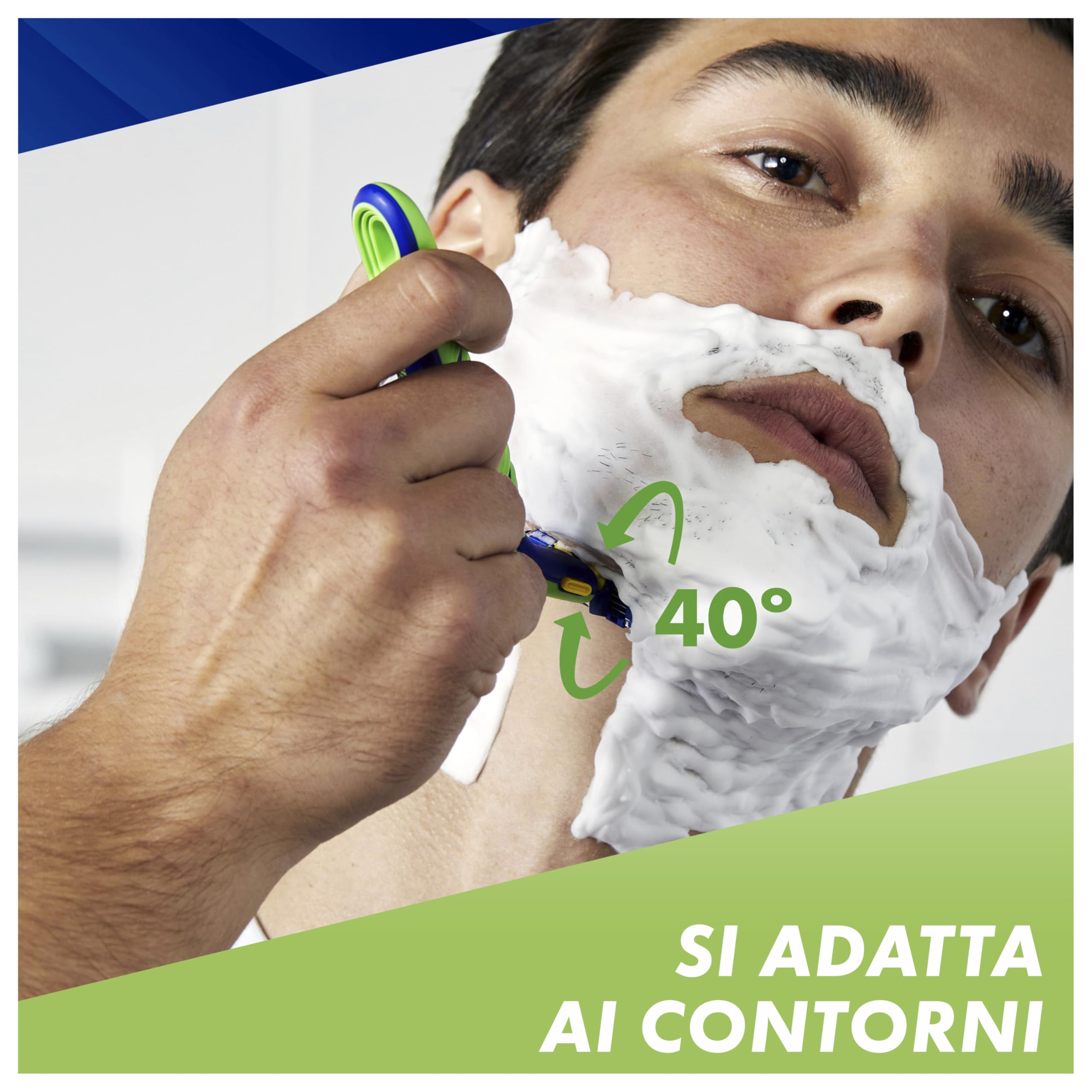 Gillette Sensor 3+ Sensitive Rasoio Da Uomo Con Testina Oscillante A 40° E 3 Lame Delicate Sulla Pelle, 1 Manico Ergonomico + 9 Lamette Di Ricambio
