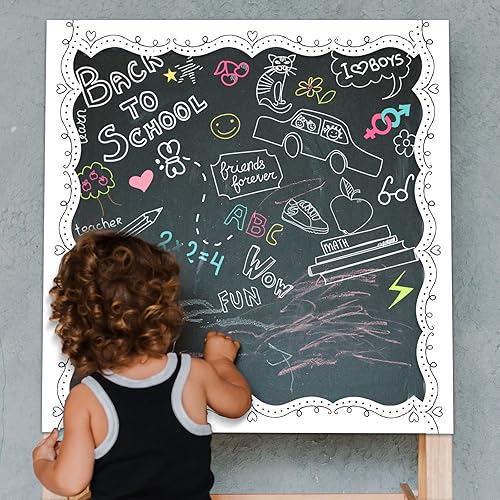 Miniatura 5 de Bordes blancos de 69 pies para el aula, garabatos y puntos, bordes de tablón de anuncios, blanco y negro, papel enrollado para profesores, borde