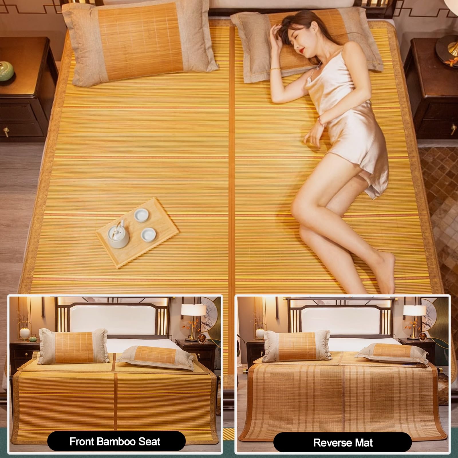 Amazon.de: MMleYN Sommer-Bambus-isomatte, Bambusmatte Bett Schlafen Pad,  Sommer Schlafmatte Bambus, Beidseitige Nutzung Sommermatratze,  Studenten-Einzel-Doppelbett, Faltbar Fr Wohnzimmer/Flur/Kche/Bro (Size