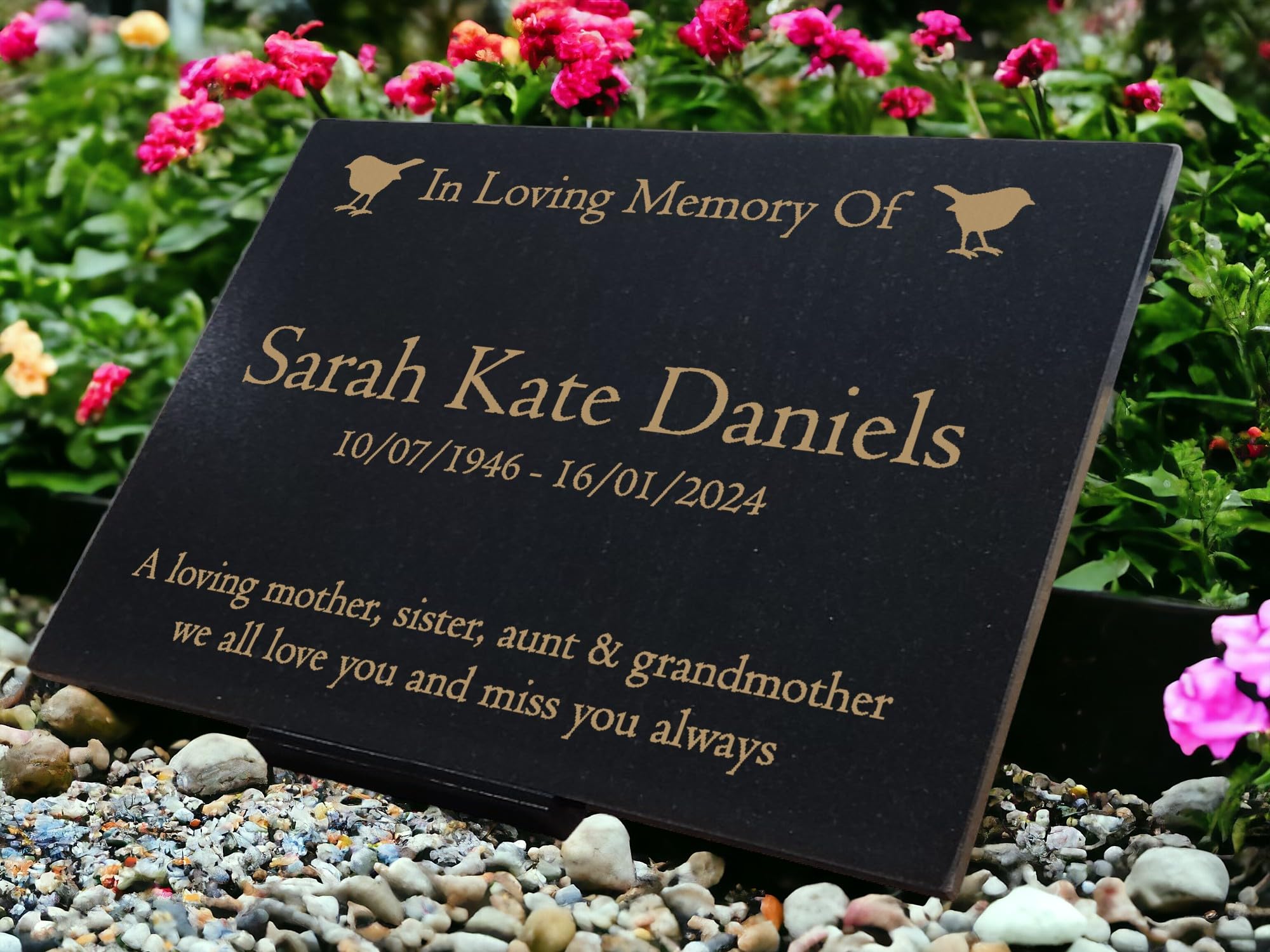 Personalised Granite Memorial Plaque Robin, Engraved, 29x21cm, Gold Lettering, Crematorium, Grave Marker, Garden Memorial — image 1