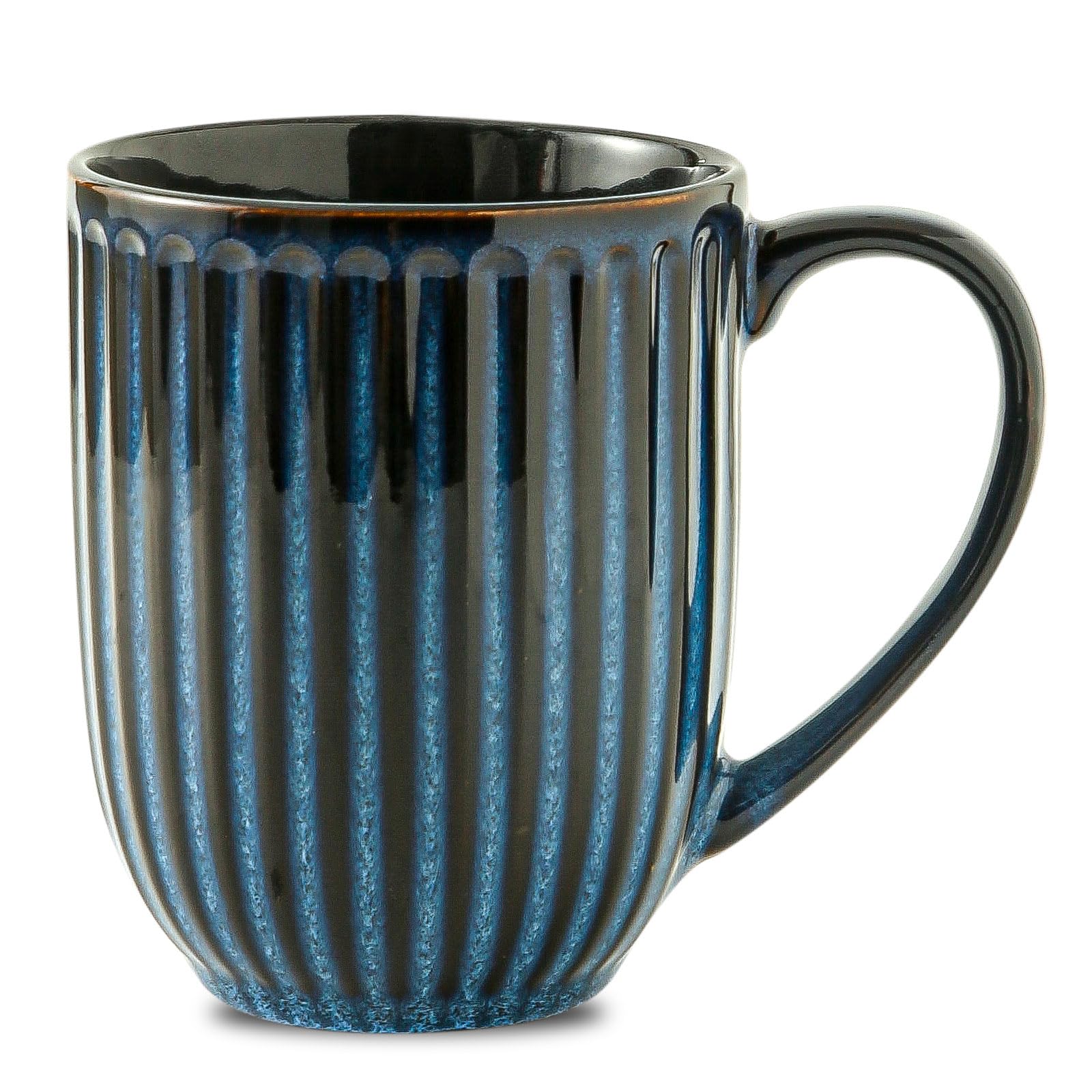 HASENSE 20 Oz Ceramic Coffee Mug Large Coffee Cup with Big Handle Ribbed Tea Cup for Cofee Cocoa