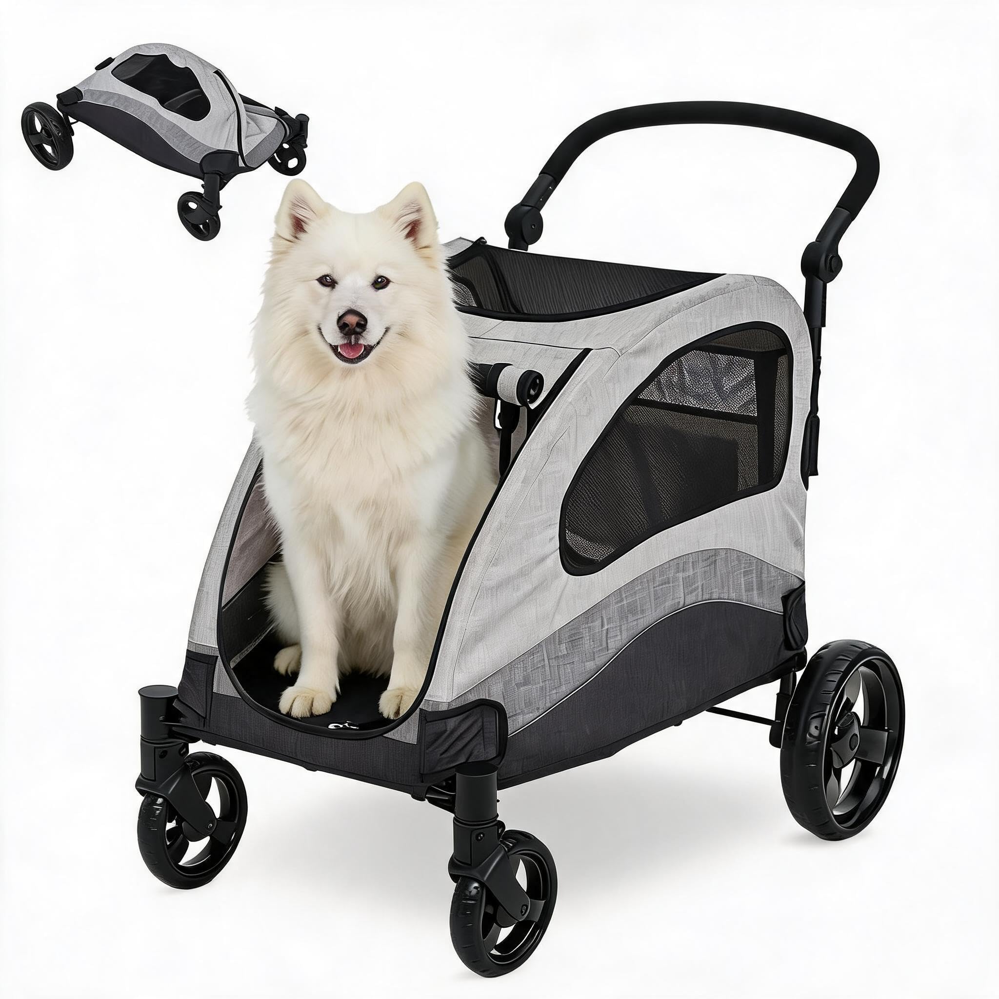 IDEALHOUSE Hundebuggy PC406 112x57x105cm 1 Stück Schwarz Stahl bis 30kg Transport
