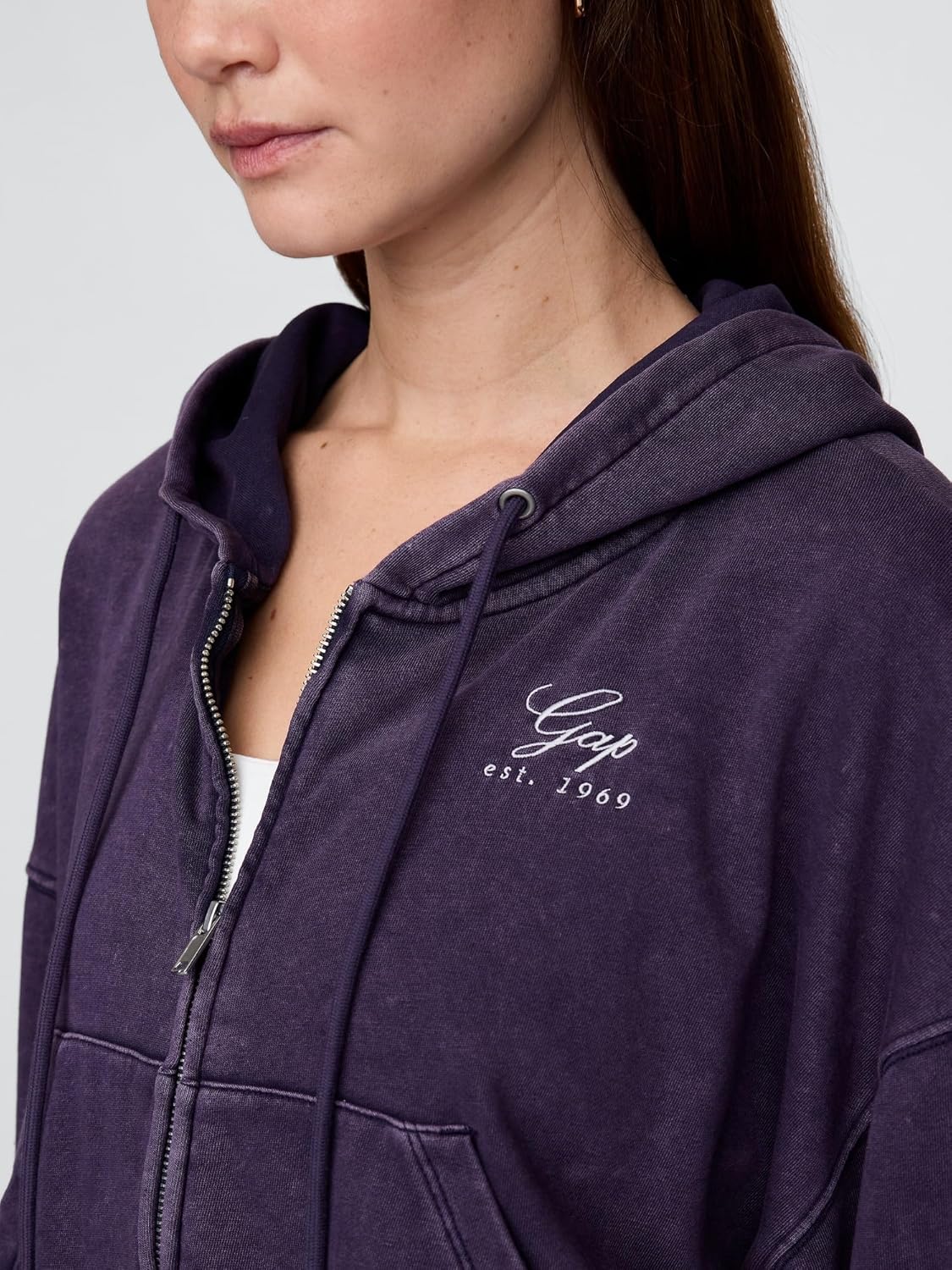 GAP womens French Terry Logo Full Zip Hoodie - Image 4