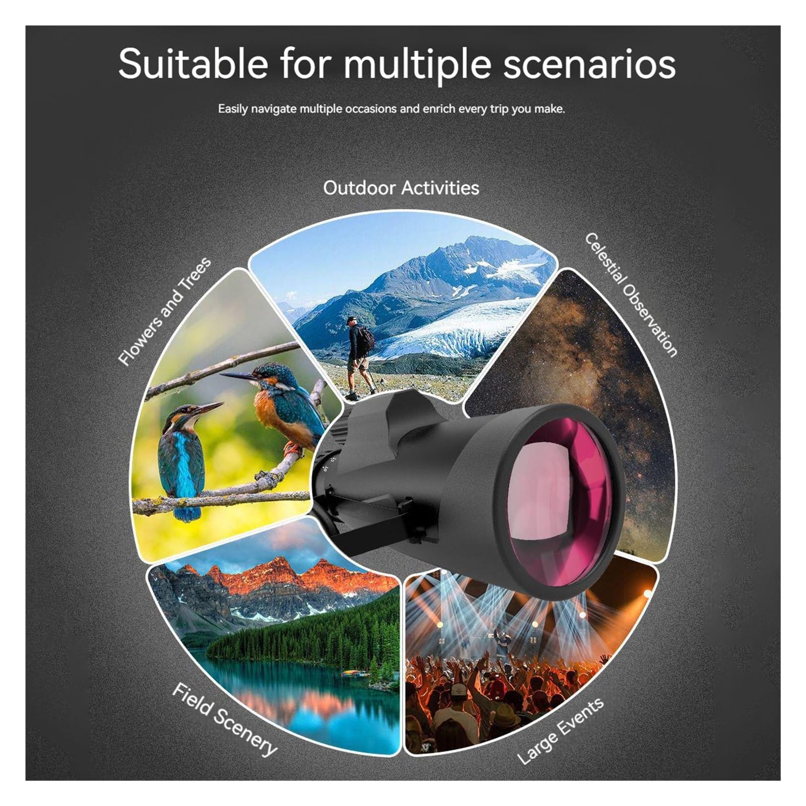 Powerful 10-30X50 Zoom Monocular Telescope Long Range Spotting Scope Eyeglass HD for Birdwatching Camping Tourism Sharp Images