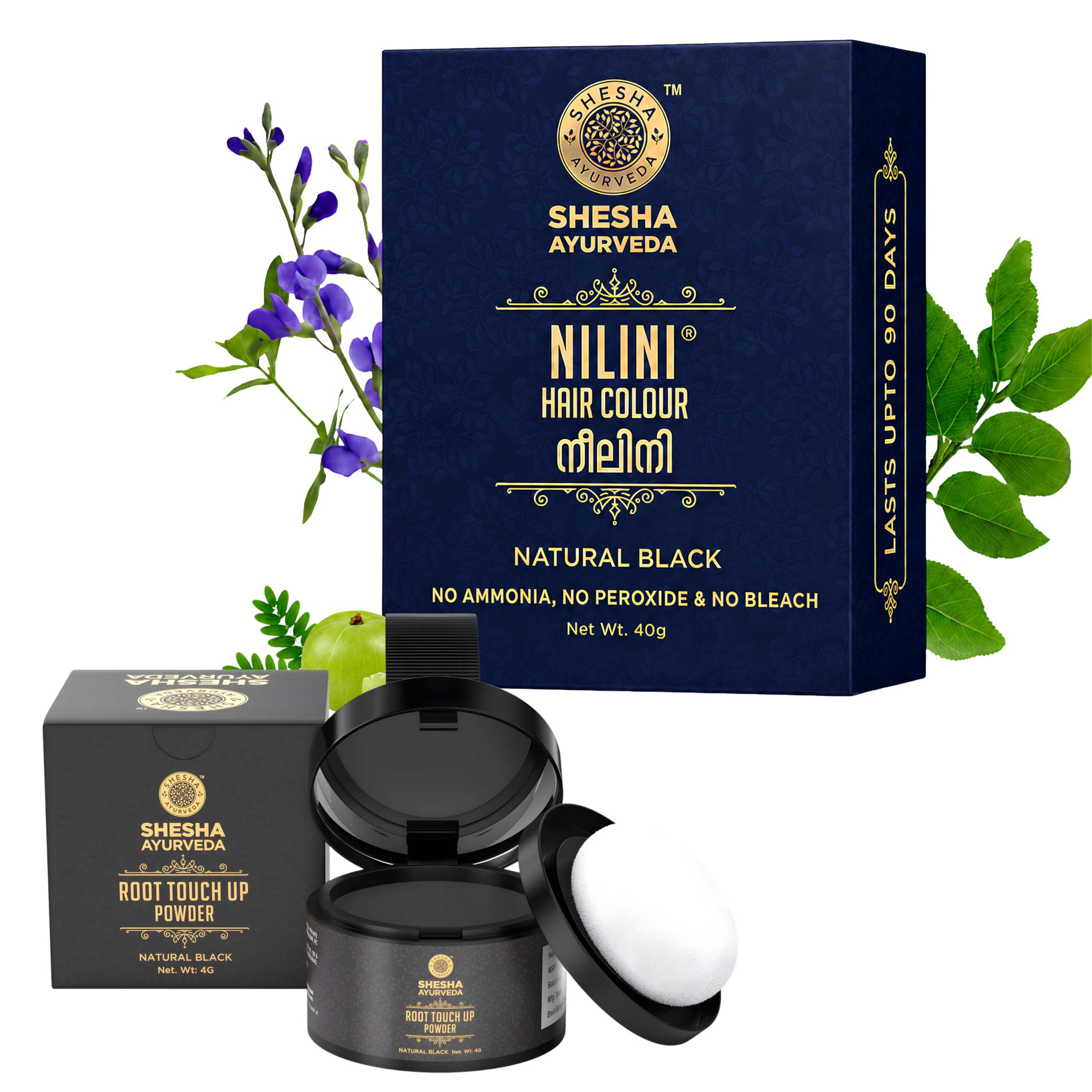 SHESHA AYURVEDA Combo of Nilini Hair Color & Root Touch Up Hair Powder | Ayurvedic, No Bleach No Ammonia No Peroxide No Perborates | Natural Black Colour | 40g+4g-image-19