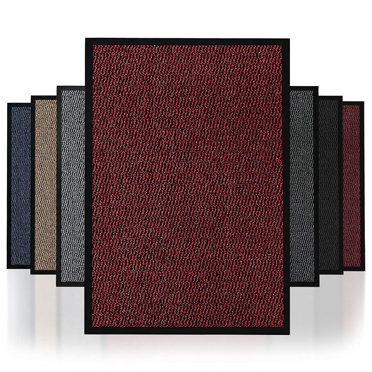 NAUSHA Barrier Door Mat Heavy Duty Rubber Non-Slip Floor & Kitchen Mat Easy Clean Absorbent Soft Feel Entrance Rug Floor Mat (Red, 60x90 cm)