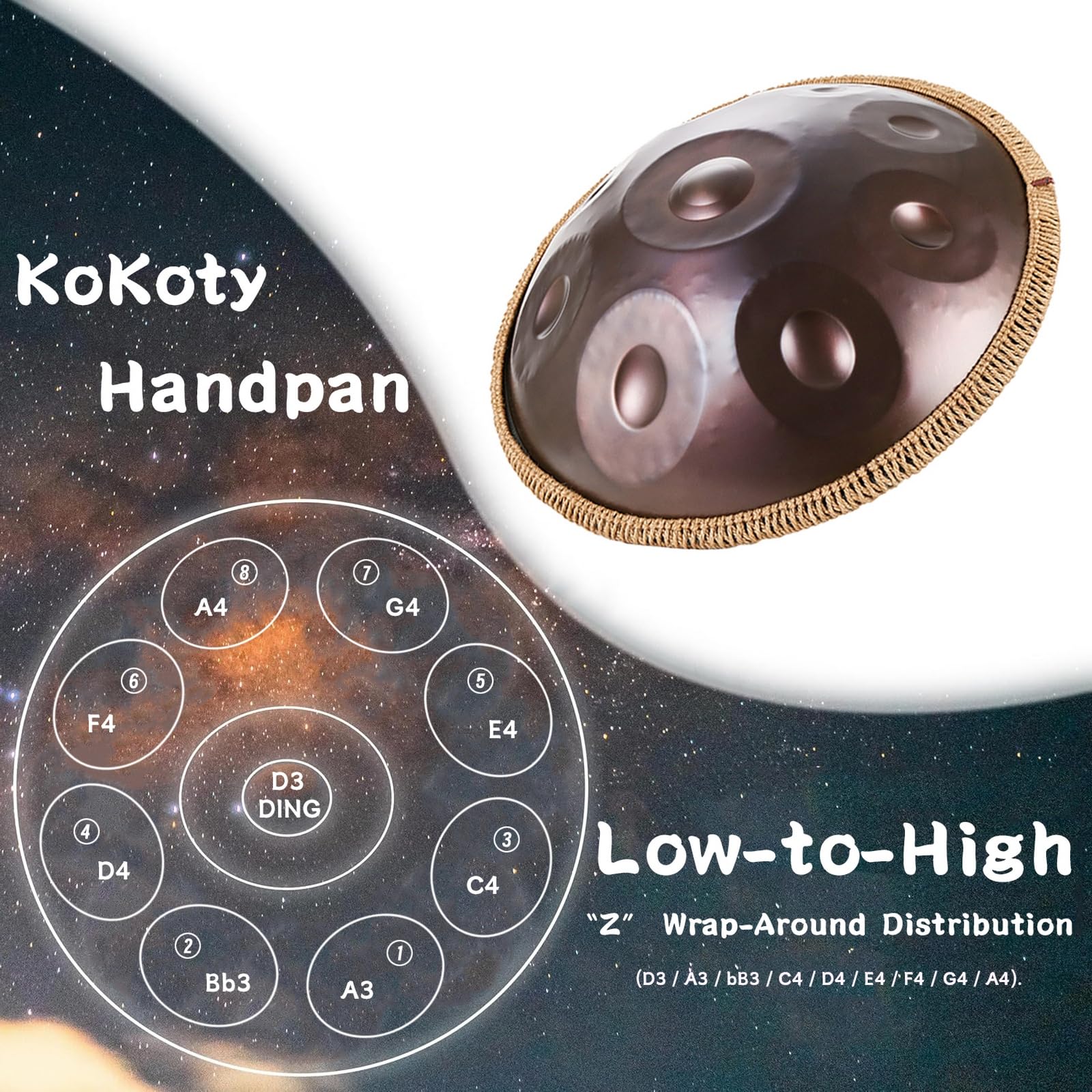 Amazon | ハンドパン 9音/10音/12音 楽器 KoKoty Handpan Drum