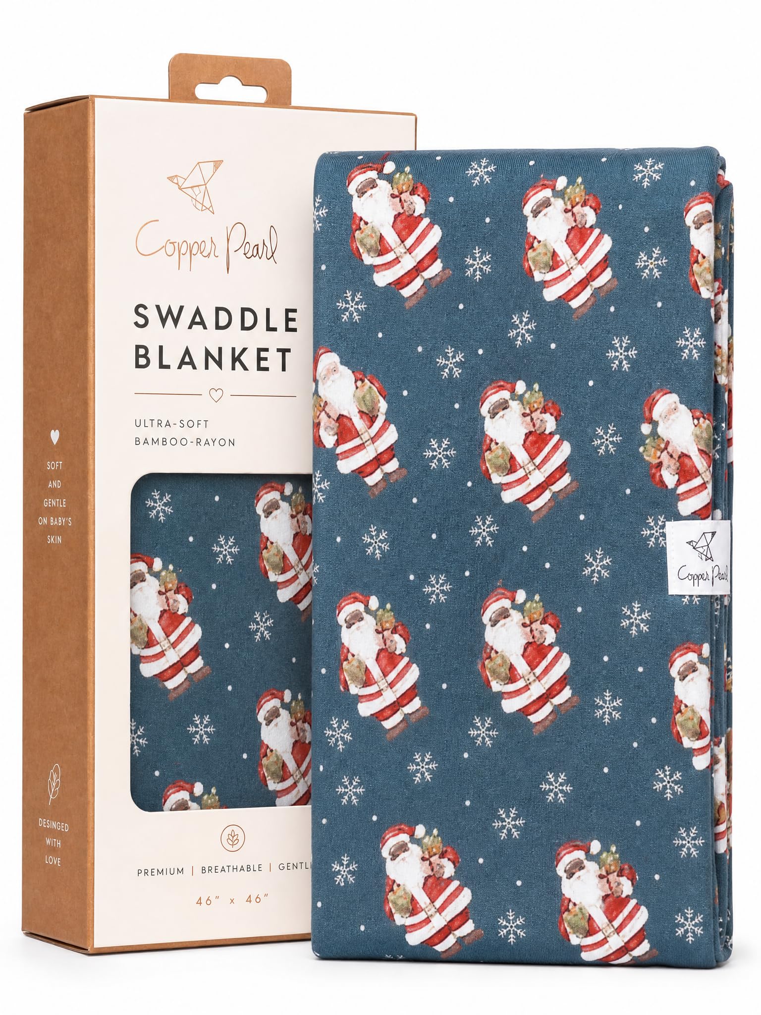 Copper Pearl Swaddle Blankets for Newborns | Soft Stretchy Receiving Blankets for Boys and Girls | Large 46 x 46 Inch Baby Blankets | Lightweight and Breathable Swaddles | Santa Claus