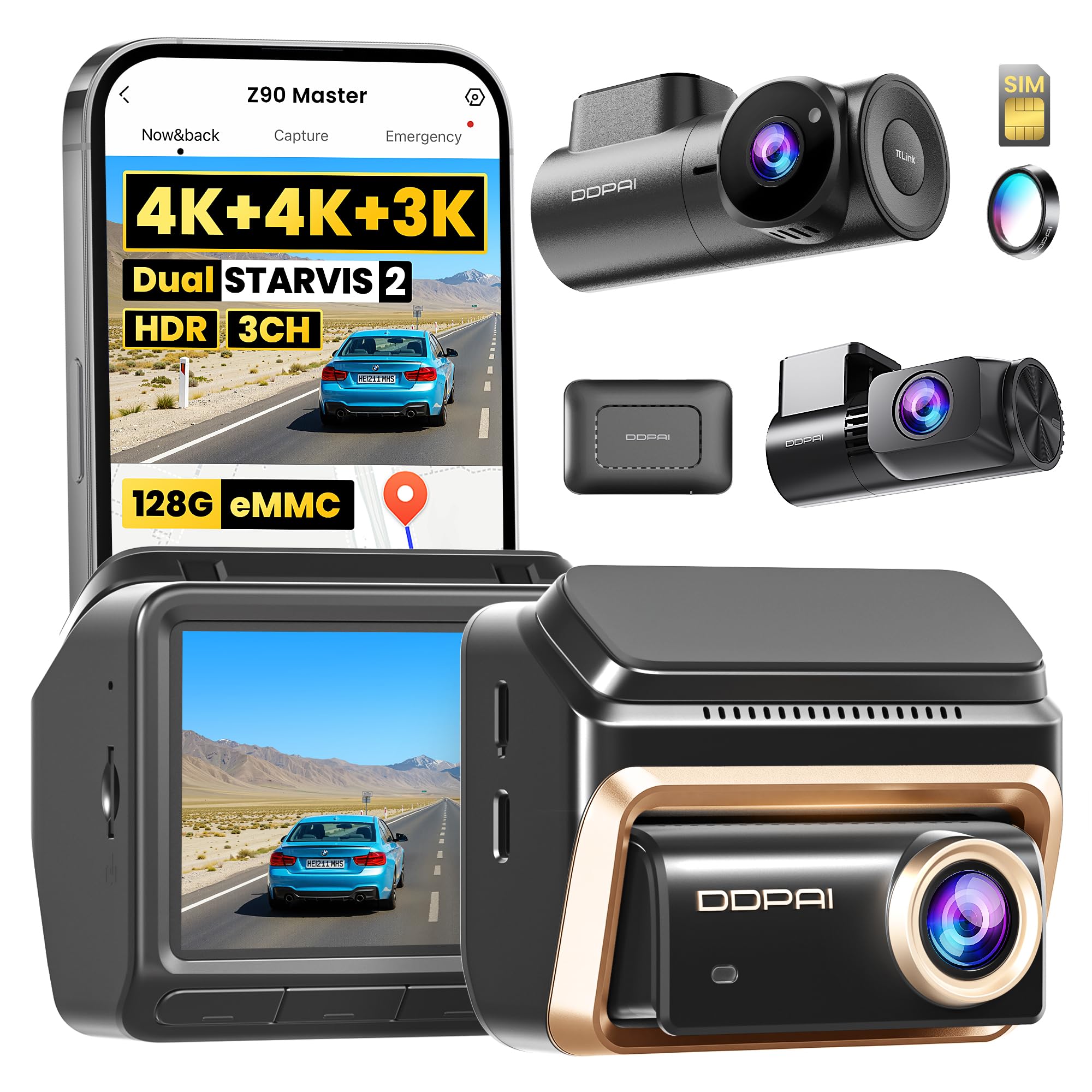Amazon.com: DDPAI Z90 Master 3-Channel 4K Dash Cam CPL Included