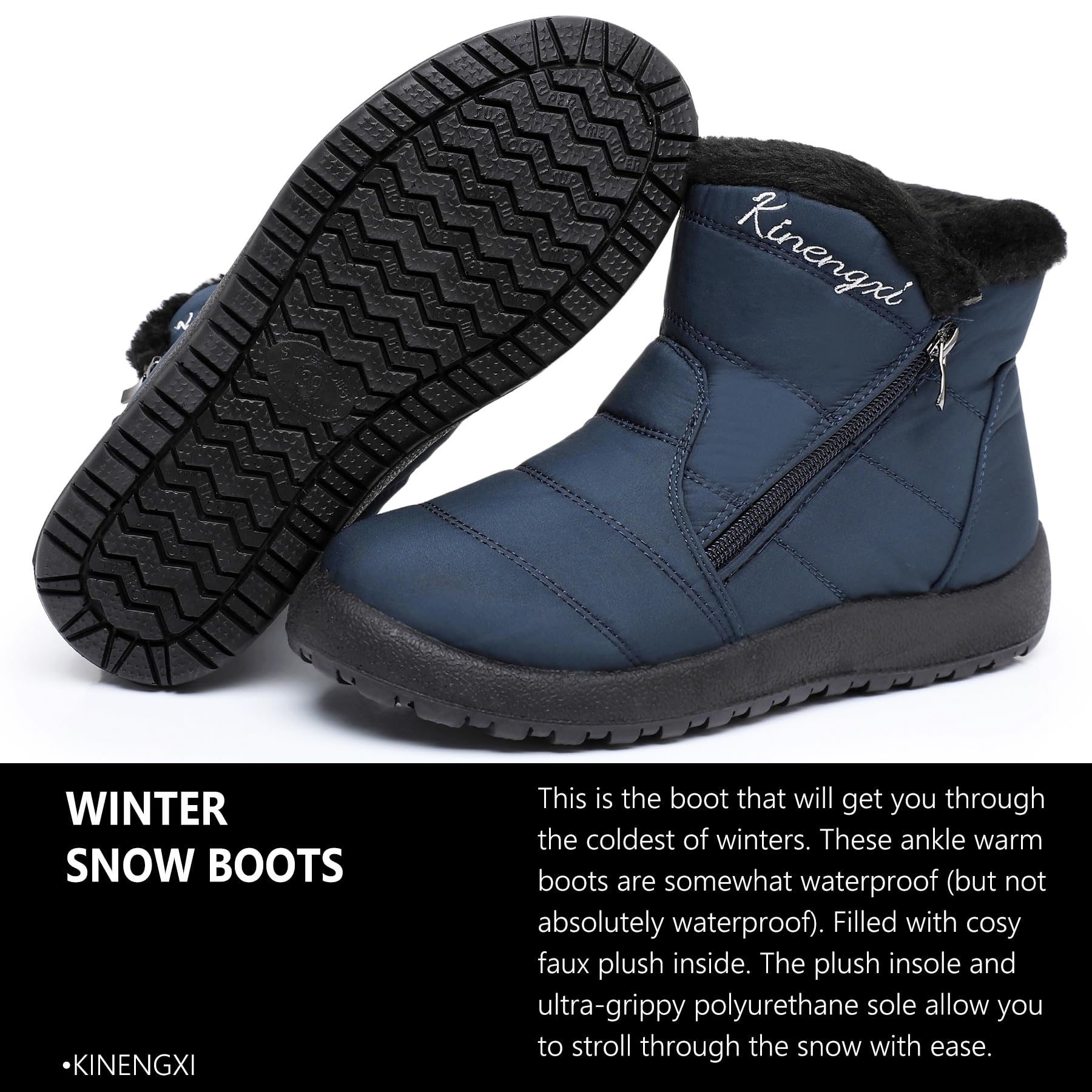 Bottes de Neige Femme Chaude Bottines Hiver | Fourrure Doublure, Légères, Confortables, Antidérapantes, Tige courte, Fermeture à glissière