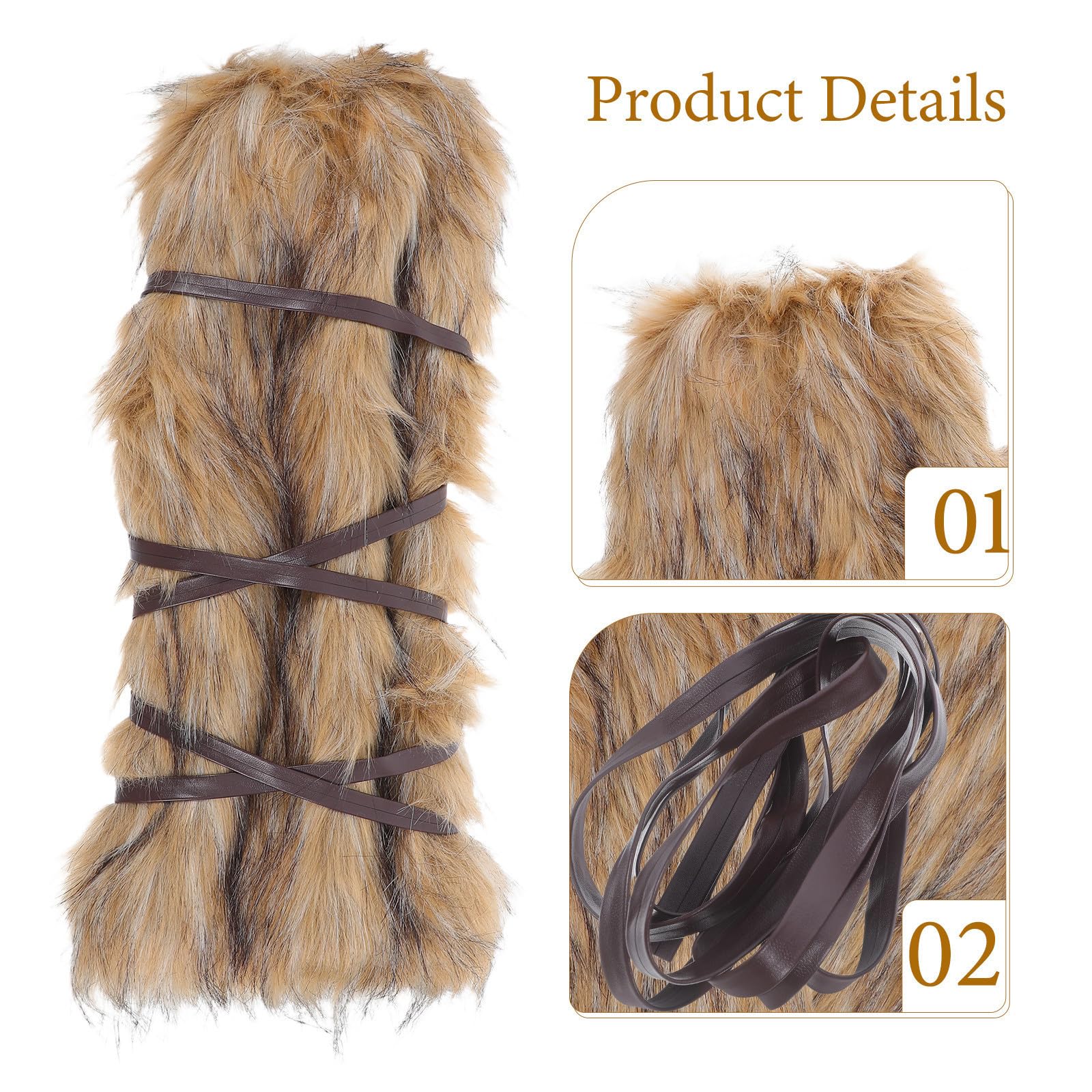 Healvian 2 Paia Scaldamuscoli Vichinghi in Pelliccia Sintetica con Cinturini Regolabili, Accessori Cosplay Medievali Unisex per Feste a Tema e Inverno